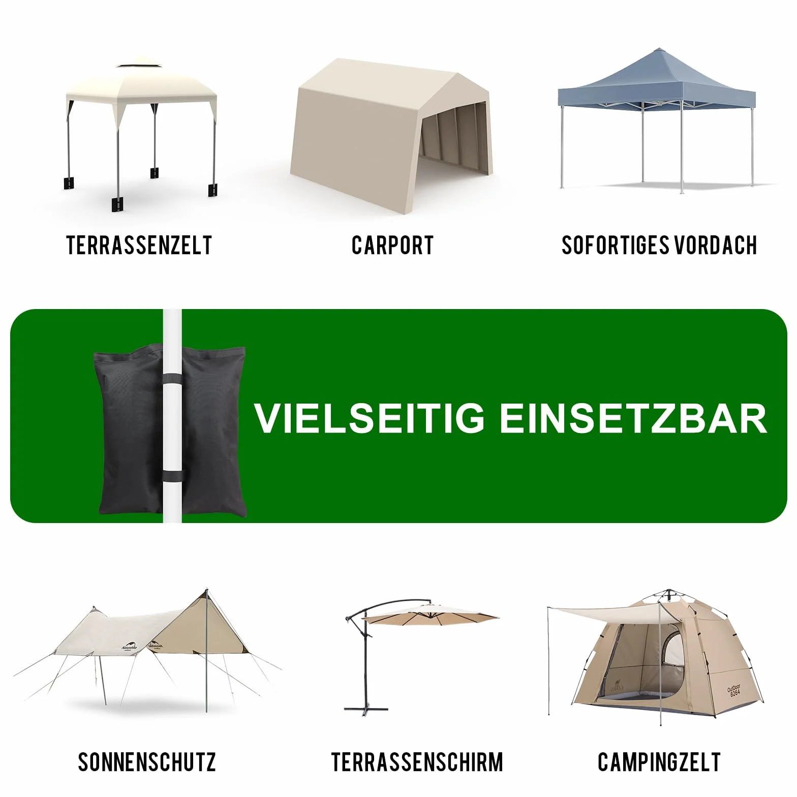 Torby na piasek 4 sztuki, mocne, czarne, do namiotu altankowego i parasola patio