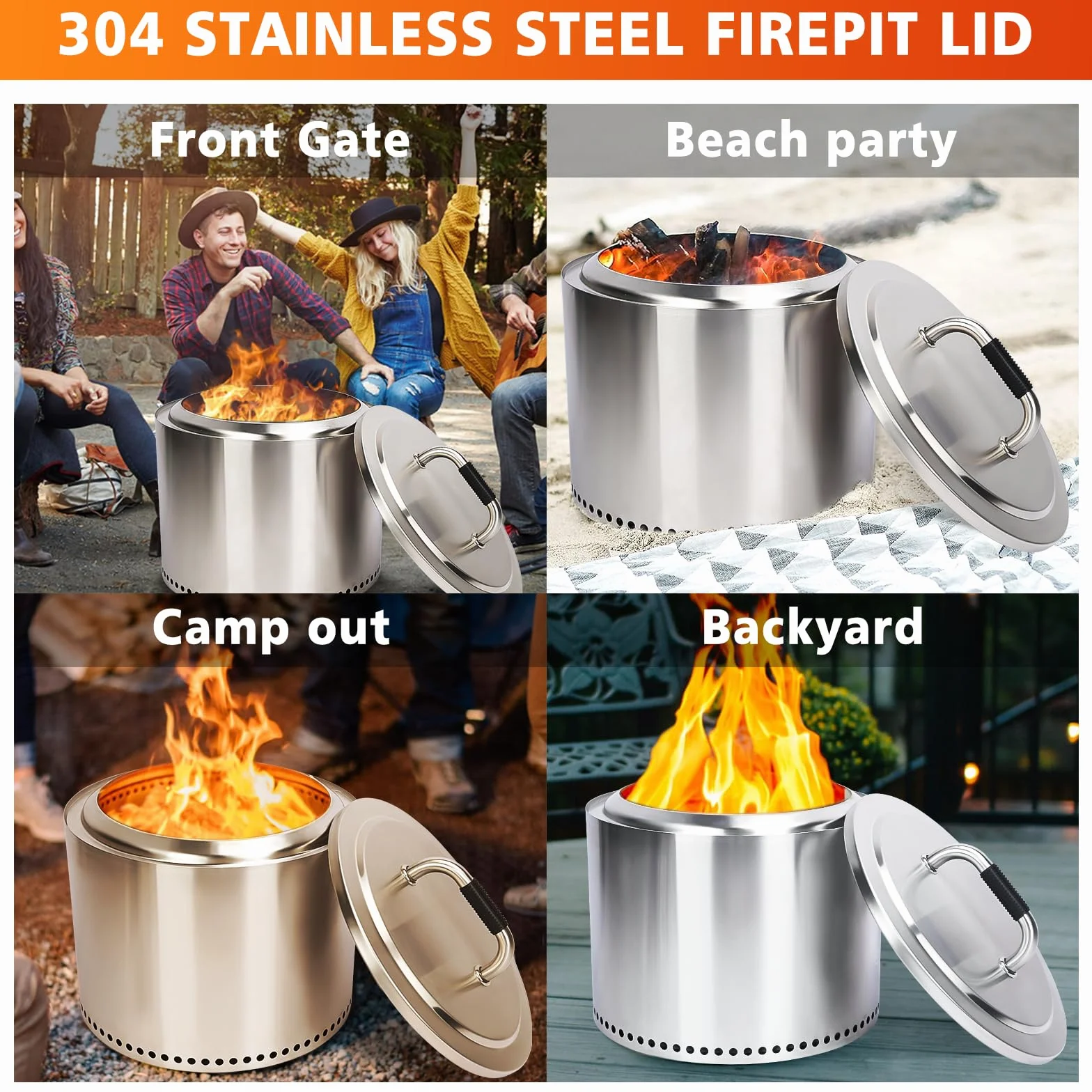 GFTIME Pokrywka paleniska ze stali nierdzewnej Ø 50 cm do solo Stove Bonfire, akcesoria do paleniska ze stali nierdzewnej, akcesoria do paleniska Bonfire, akcesoria do paleniska o zapachu dymu i