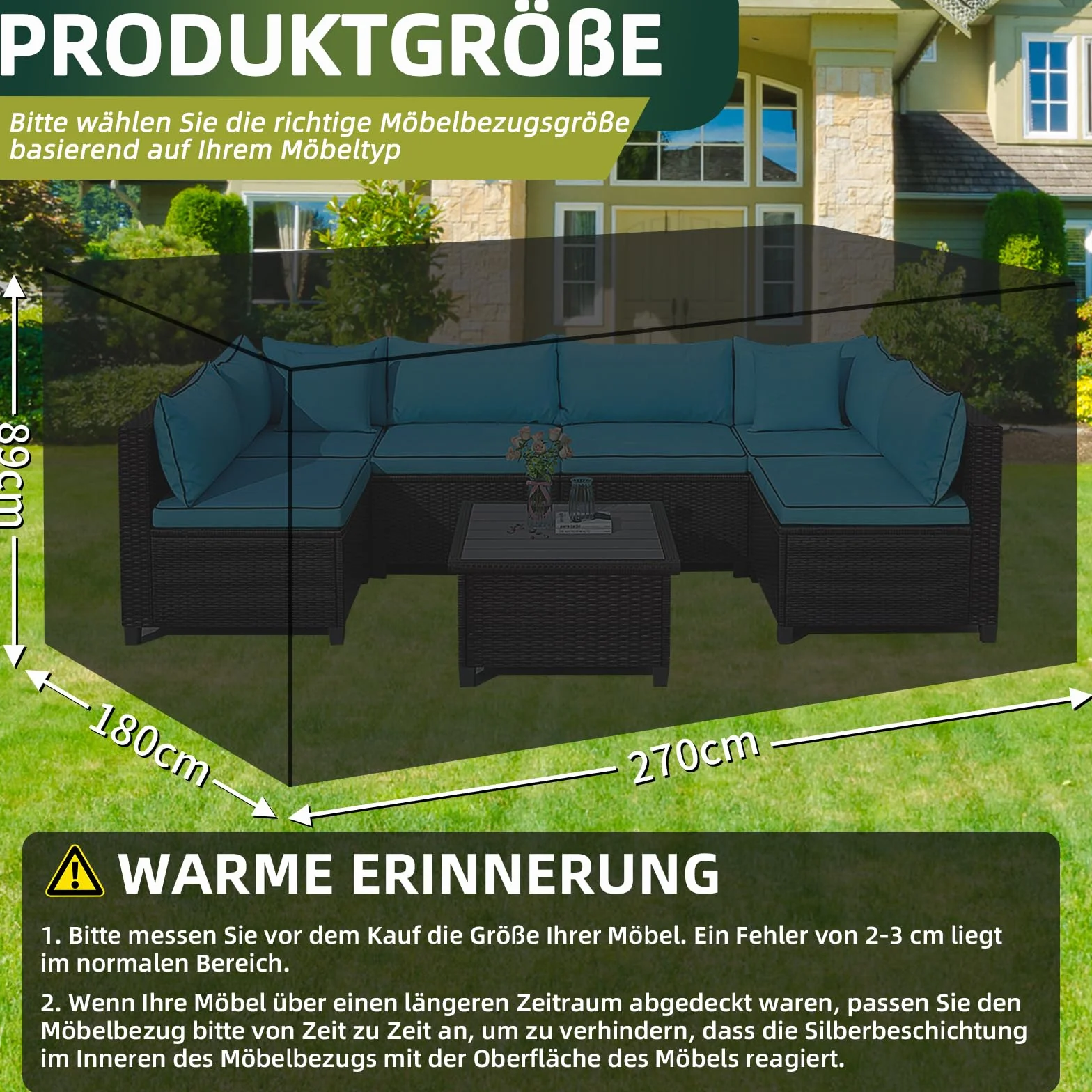 Pokrowiec na meble ogrodowe wodoodporny 420D Oxford 270 x 180 x 89 cm