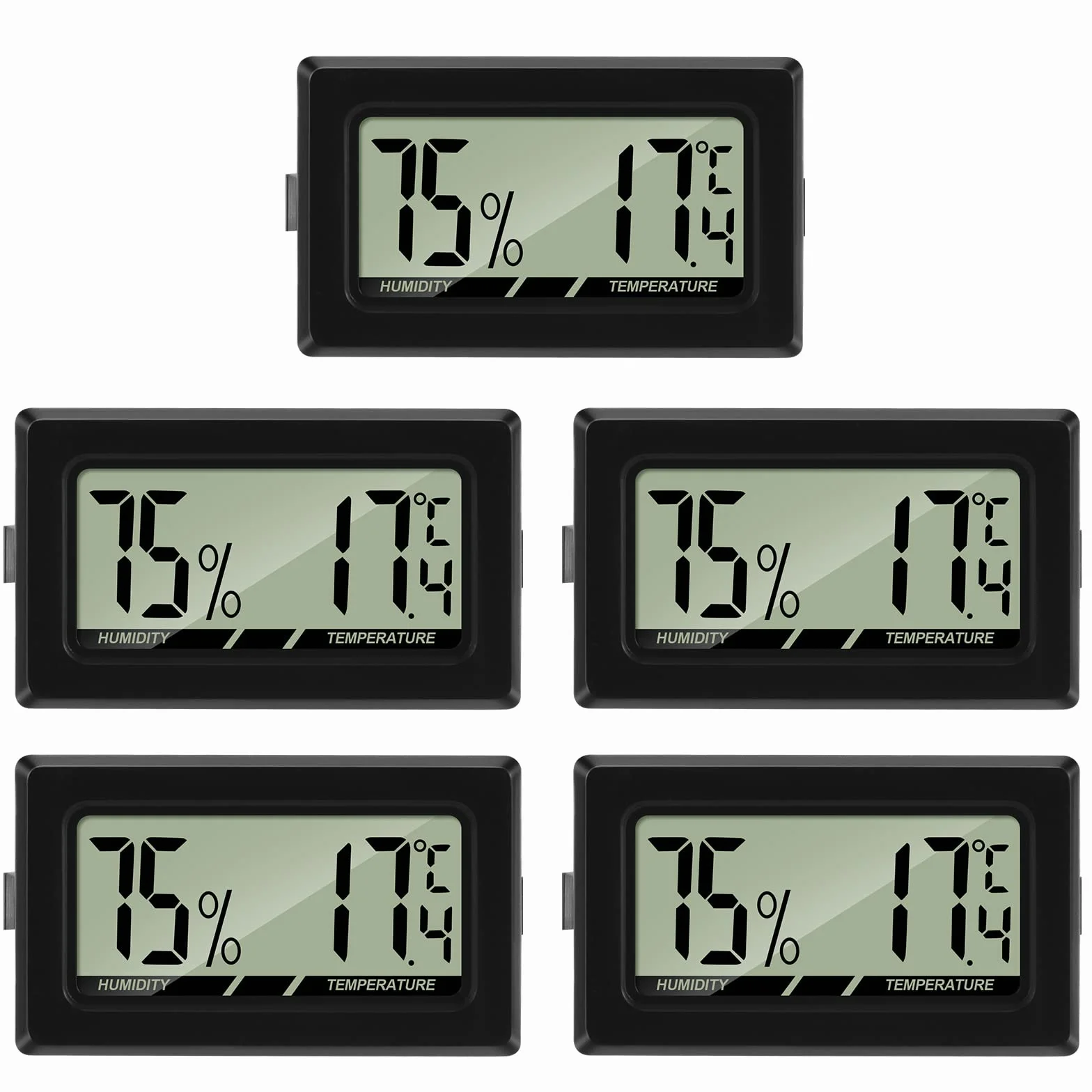 Thlevel Cyfrowy termometr LCD z higrometrem, miernik temperatury i wilgotności do szklarni, samochodów (5 szt.)