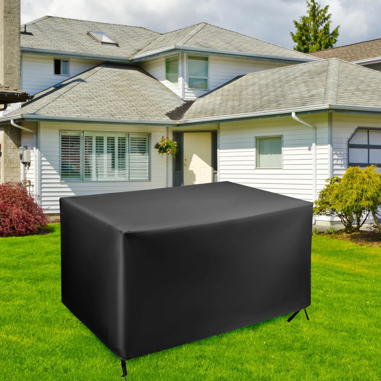 QWORK Pokrowiec na meble ogrodowe 150x90x80 cm anty-UV tkanina Oxford 420D wodoodporny