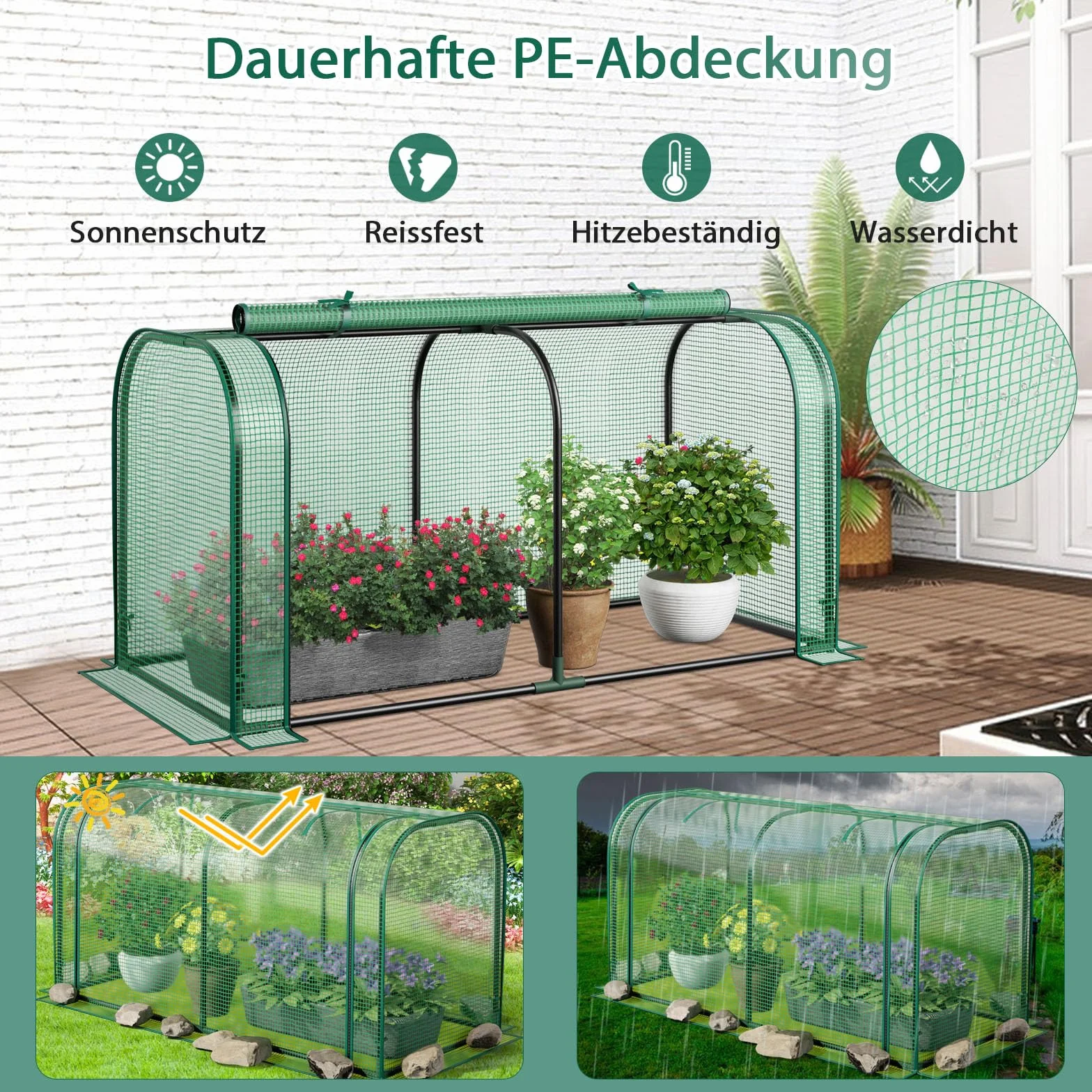 GOPLUS Mini szklarnia na pomidory z drzwiami przesuwnymi i metalową ramą 118 x 55 x 60
