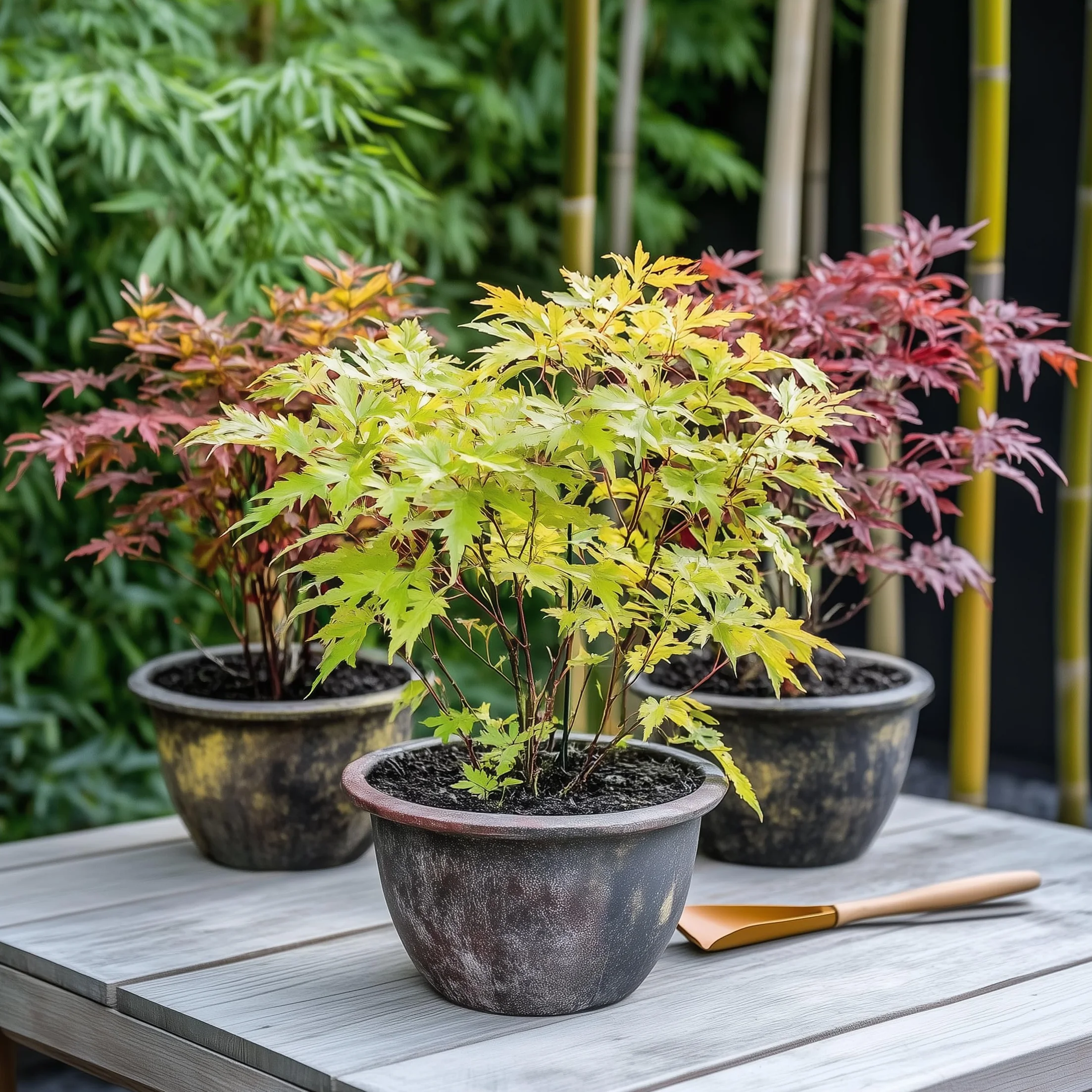 Zestaw 4 Klonów Japońskich Acer palmatum Atropurpureum Going Green Orange Dream Butterfly 10,5cm 25-40cm