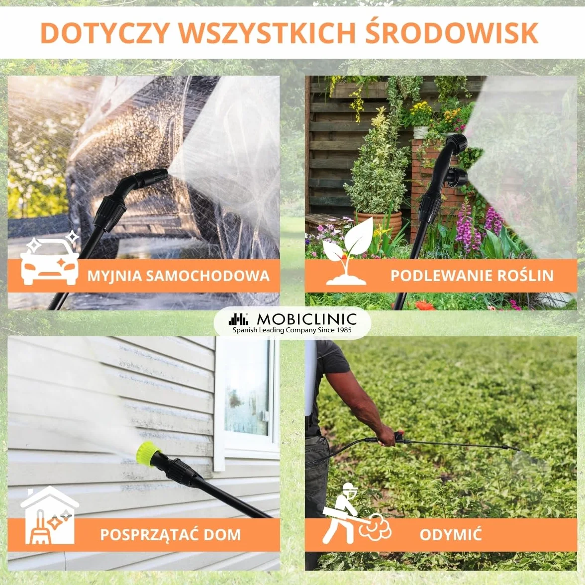Mobiclinic®, Plecak opryskiwacz, 16 L, Ogrodnictwo, Ciśnienie Pompy, 4 Regulowane Dysze, Lekki 2 kg, Opryskiwacz, Nawadnianie, Zwalczanie Szkodników, Pielęgnacja Roślin, Fumibug