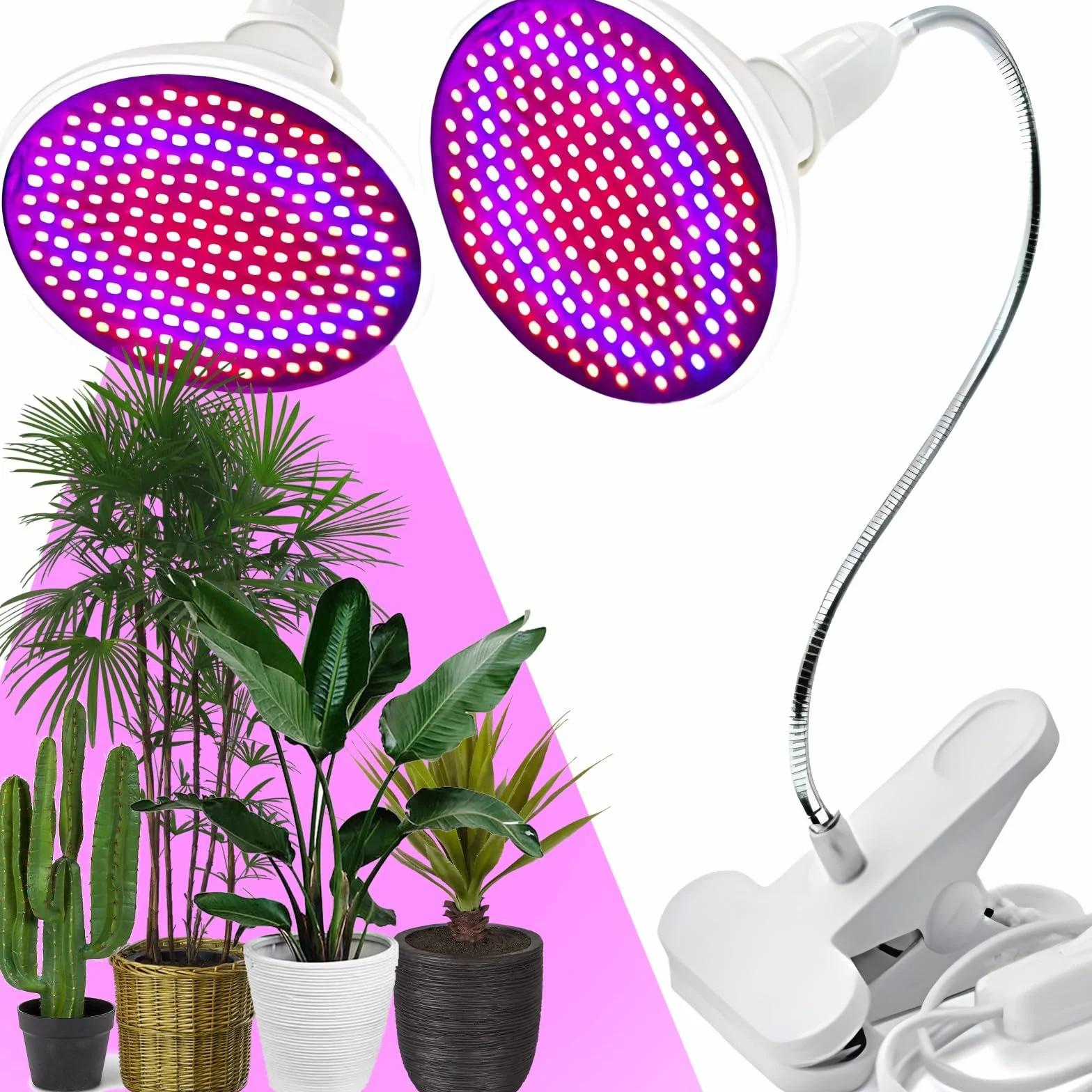 Retoo Lampa Roślinna 20 W, 200 Diod LED z Klipsem, Pełne Spektrum Światła Roślinnego, Idealna do Uprawy Roślin Domowych, Ogrodnictwa, Bonsai i Warzyw