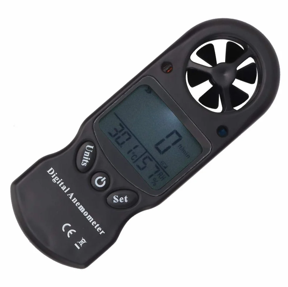 Cyfrowy anemometr 3 w 1, termohigrometr, przenośny miernik prędkości wiatru