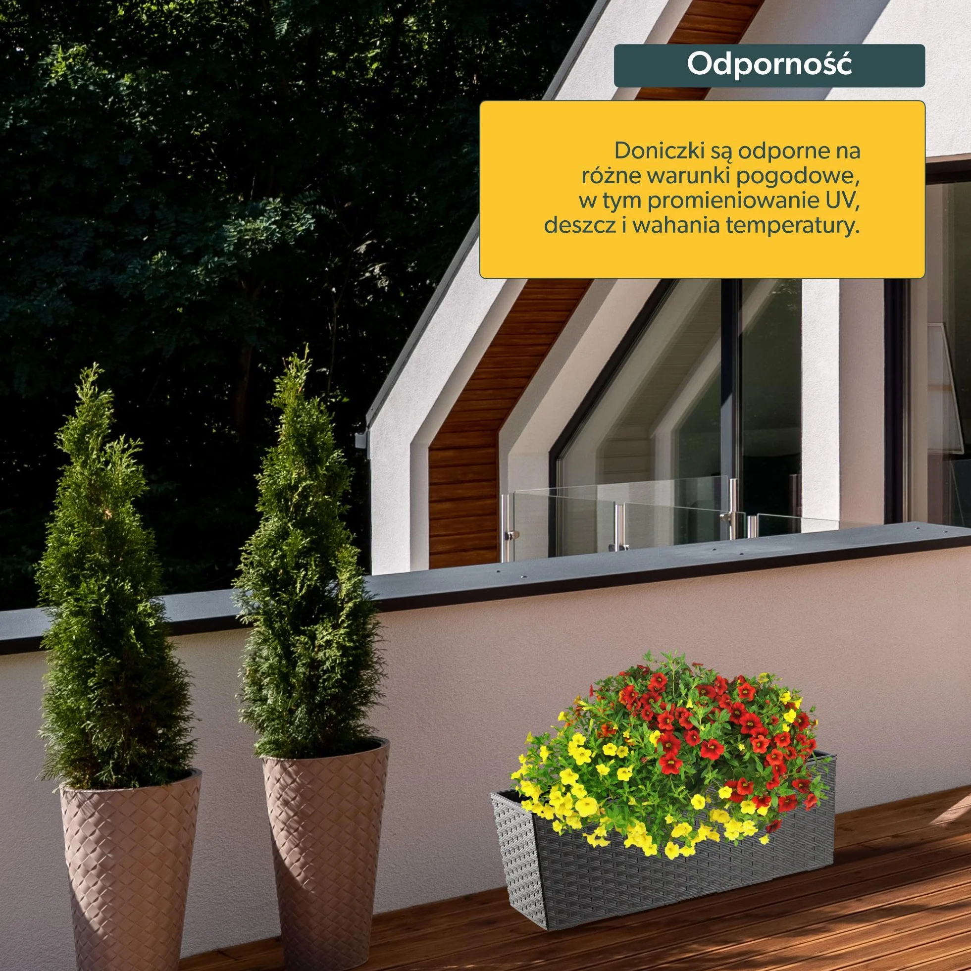 KADAX Skrzynka balkonowa 18.5x56cm Grafit, z uchwytami do balustrady, wyjmowany wkład ułatwiający pielęgnację, odporna na warunki pogodowe na balkon i taras