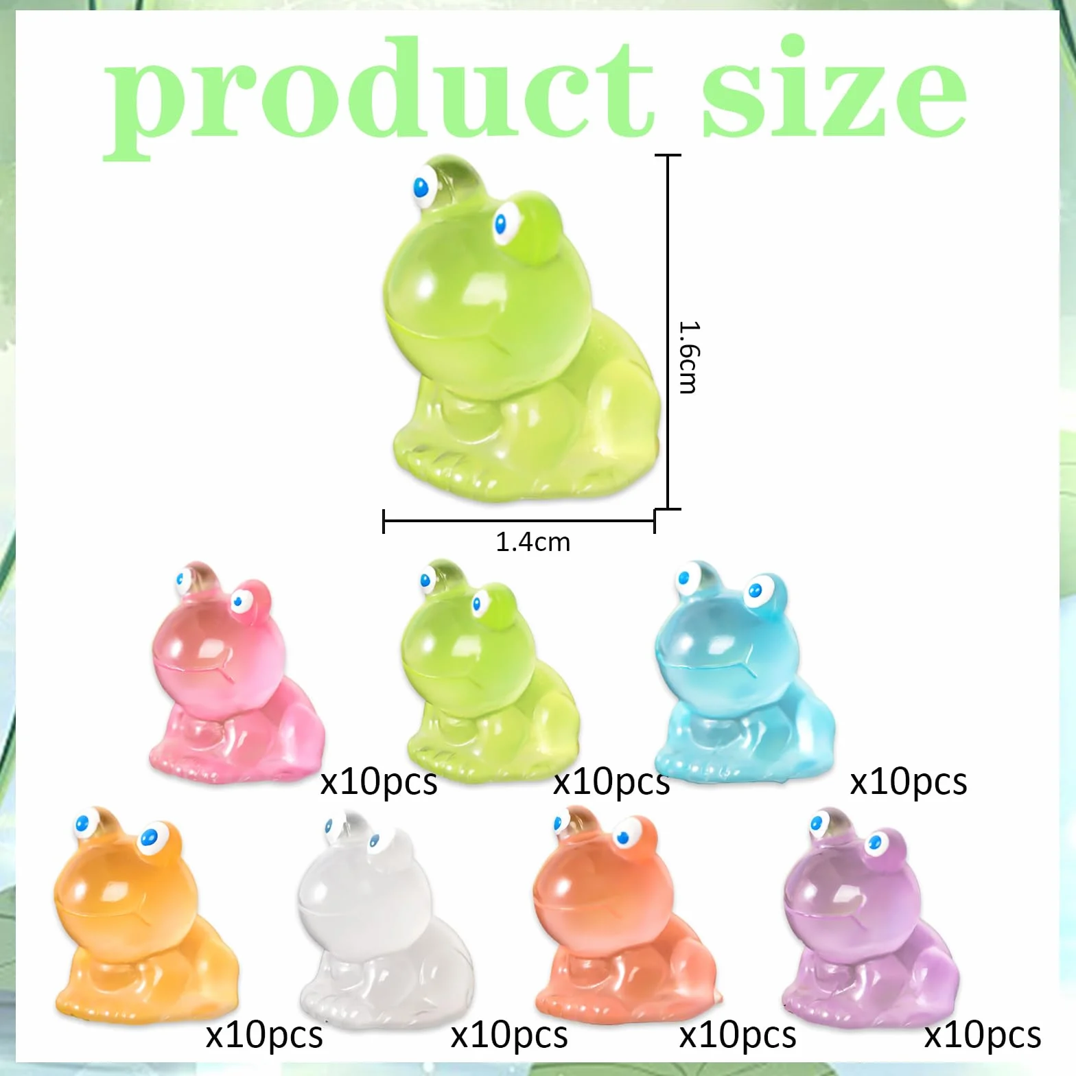 Świecące mini żabki, 70 sztuk mini figurek z żywicy, żaba, miniaturowe dekoracyjne żaby, małe figurki, do akwarium, ogrodu, krajobrazu, domku dla lalek, dekoracja doniczki, 7 kolorów