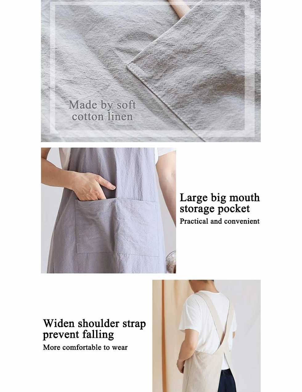 Fartuch z Kieszenią Bawełny Lnu Japoński styl Cross Bandage Halter Apron Kucharz Kuchnia Gotowanie Odzież Mężczyźni Kobiety Bib Prezent, Khaki