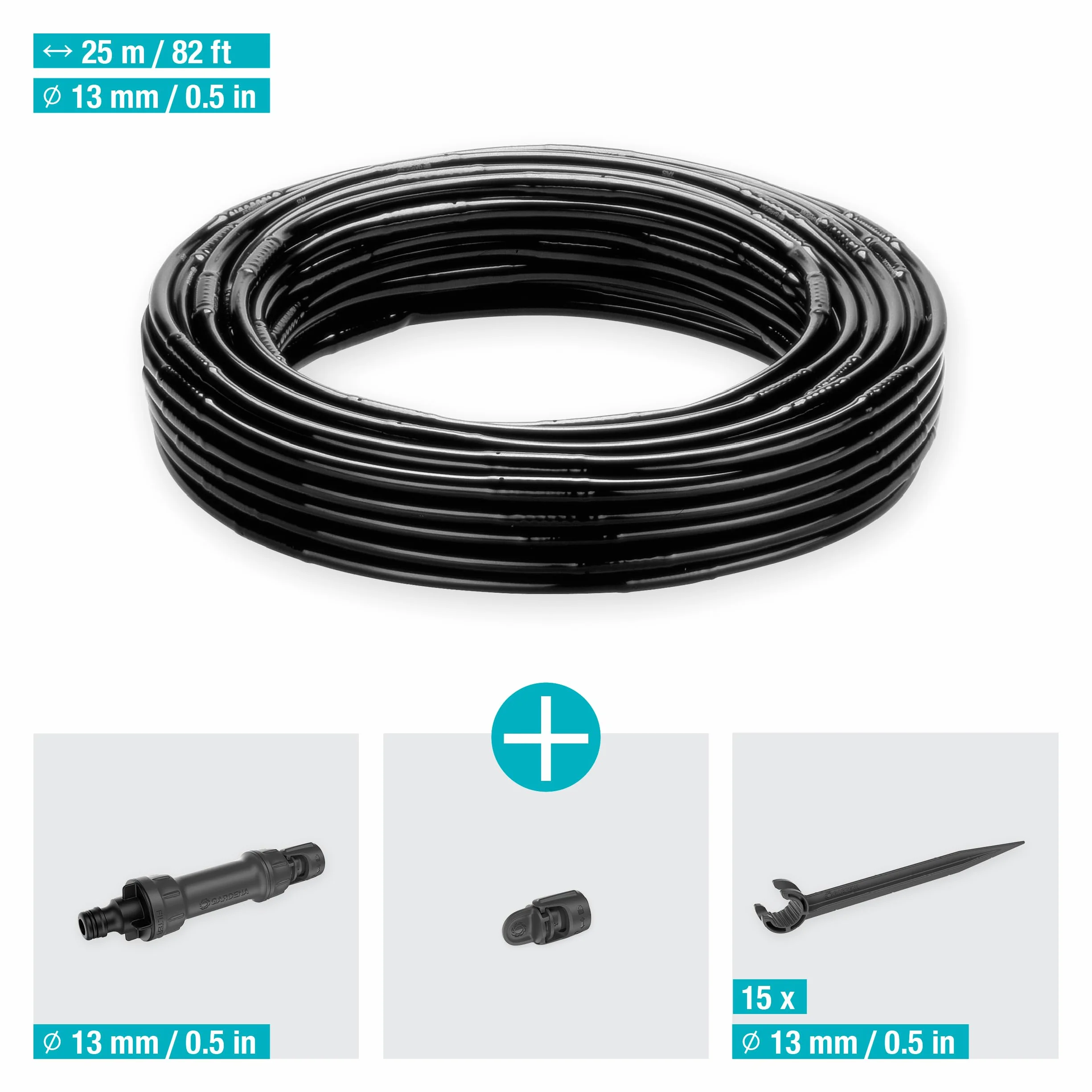 Gardena system Micro-Drip nawadnianie kropelkowe, zestaw do żywopłotów/krzewów (25 m): Zest. start. got. do zast., wodooszcz. sys. nawad., prosta i elast. tech. połącz. (13500-20)