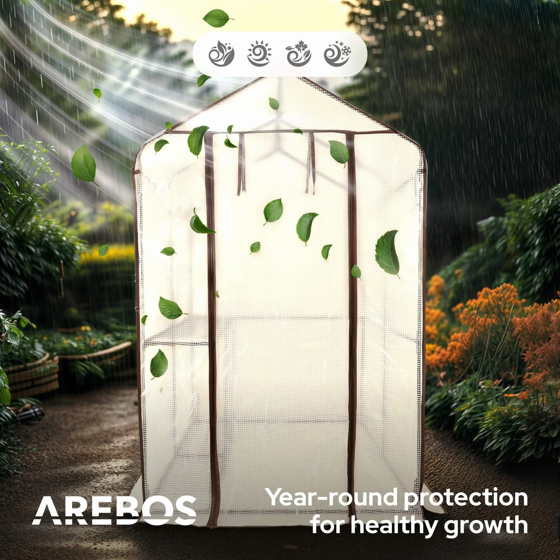 Arebos Premium szklarnia foliowa 120 x 186 x 190 cm z półkami do ogrodu
