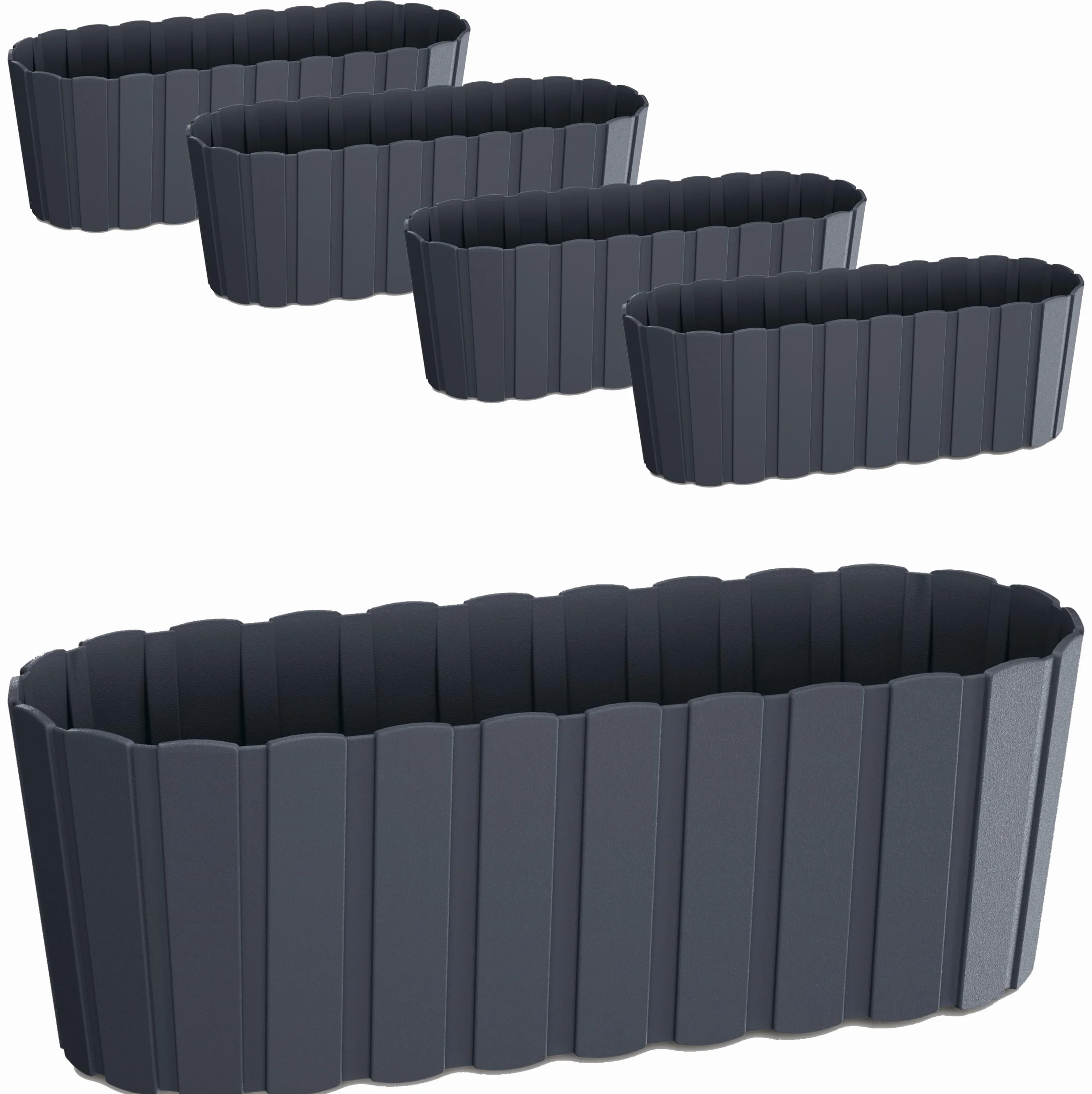 Tymar Skrzynka na kwiaty w stylu wiejskim, balkonowa, o wyglądzie listew, skrzynka na rośliny, domek wiejski, 5 sztuk, do ogrodu, na taras (40 cm)