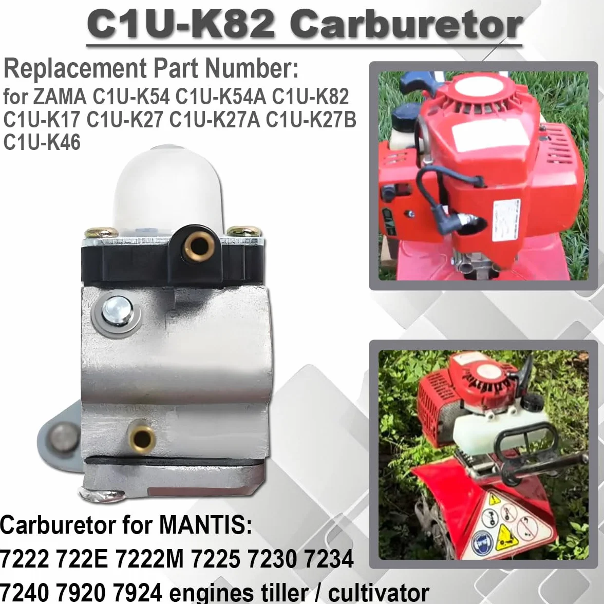 C1U-K82 gaźnik do MANTIS 7222M 7222 7222E 7225 7230 7234 7240 7920 7924 C1U-K54A ster do Echo TC-210 HC-1500 kultywator do ZAMA C1U-K54A C1U-K17 C1U-K54 C1U-K46 części zamienne