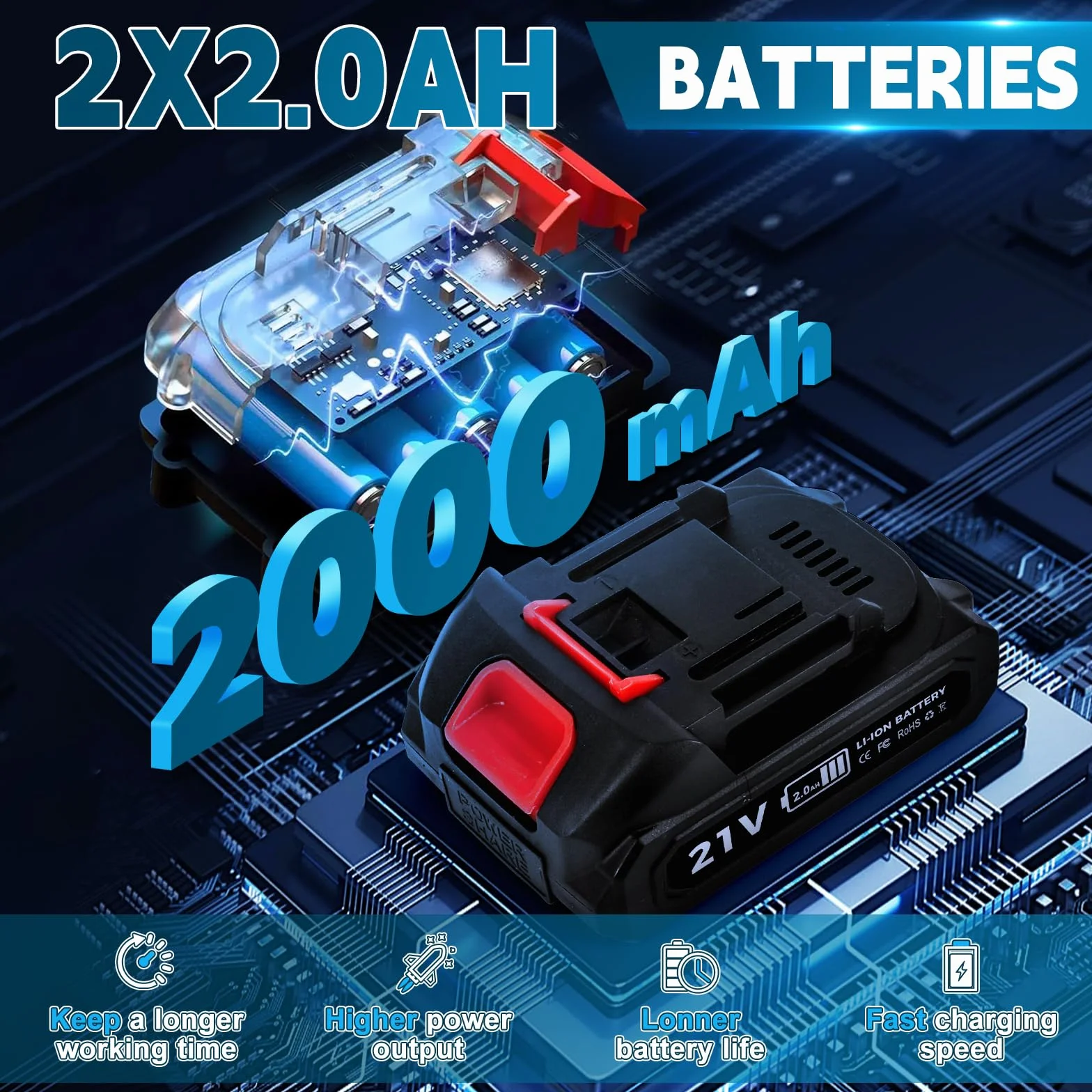 Nożyce do gałęzi akumulatorowe 2x2000 mAh 45 mm LCD ostrze obejściowe MK#45