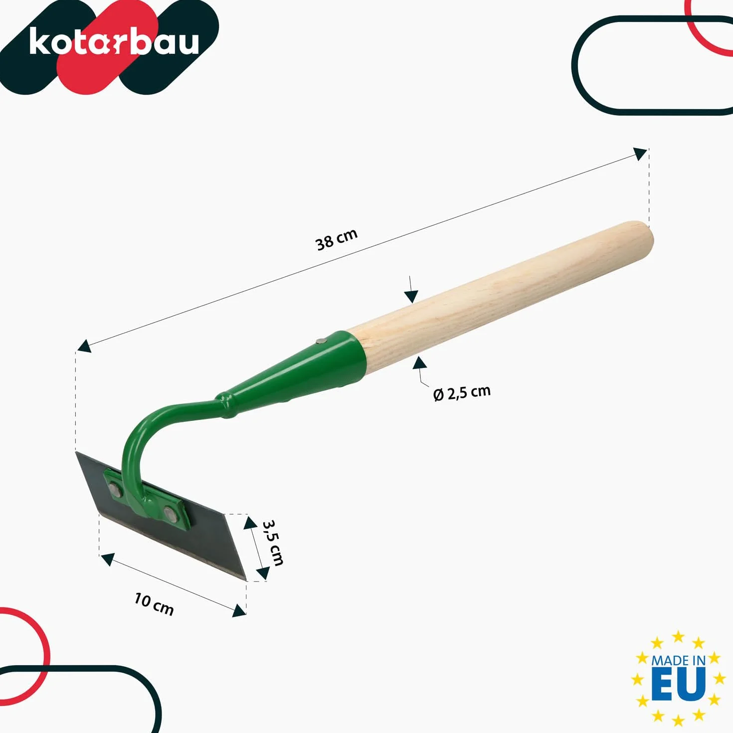 KOTARBAU® Motyka do chwastów do prac ogrodowych z drewnianym trzonkiem