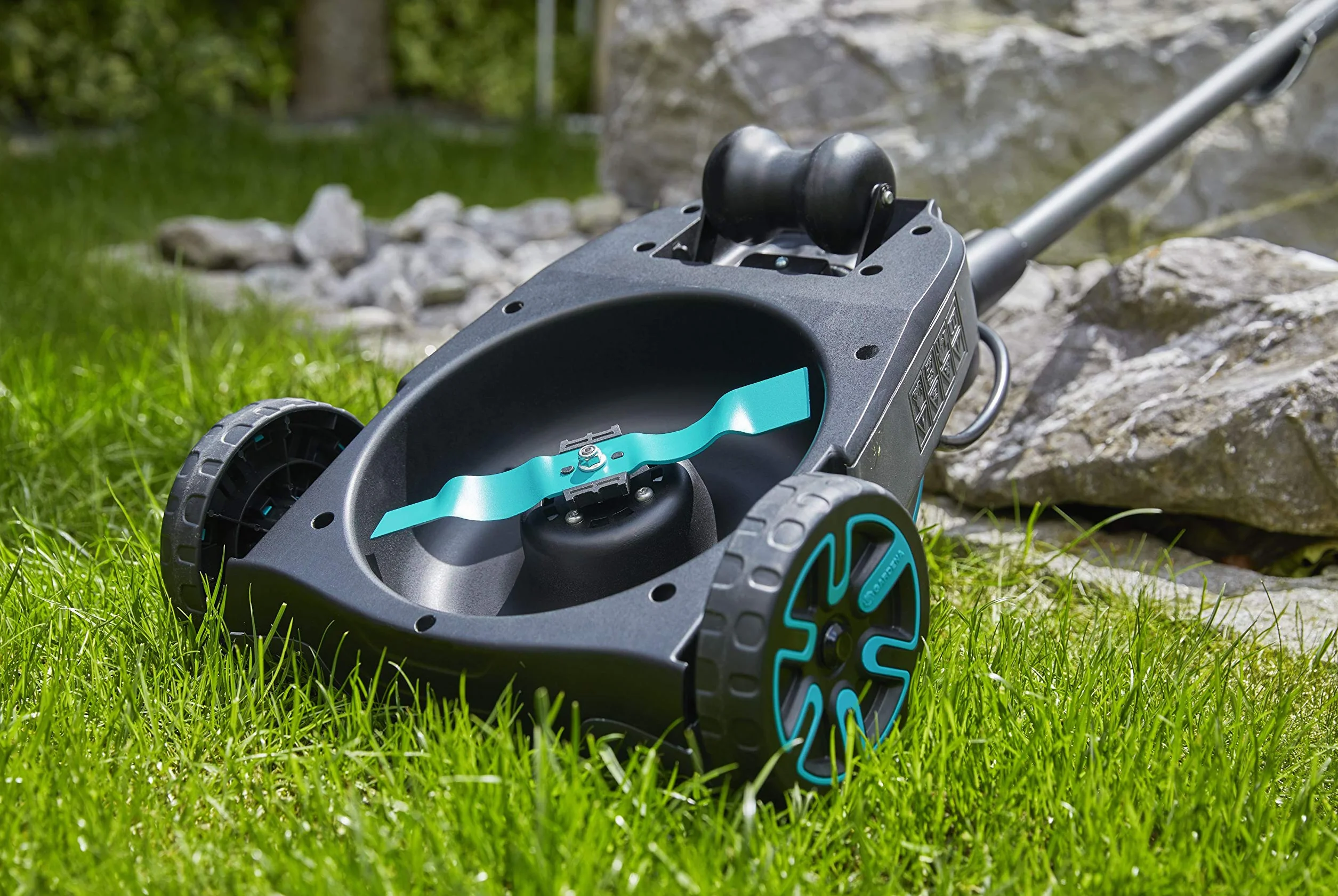 Gardena nóż zapasowy: nóż do kosiarki akumulatorowej HandyMover Li-18/22, hartowana stal, powlekana proszkowo, akcesoria Original Gardena, turkusowy (4105-20)