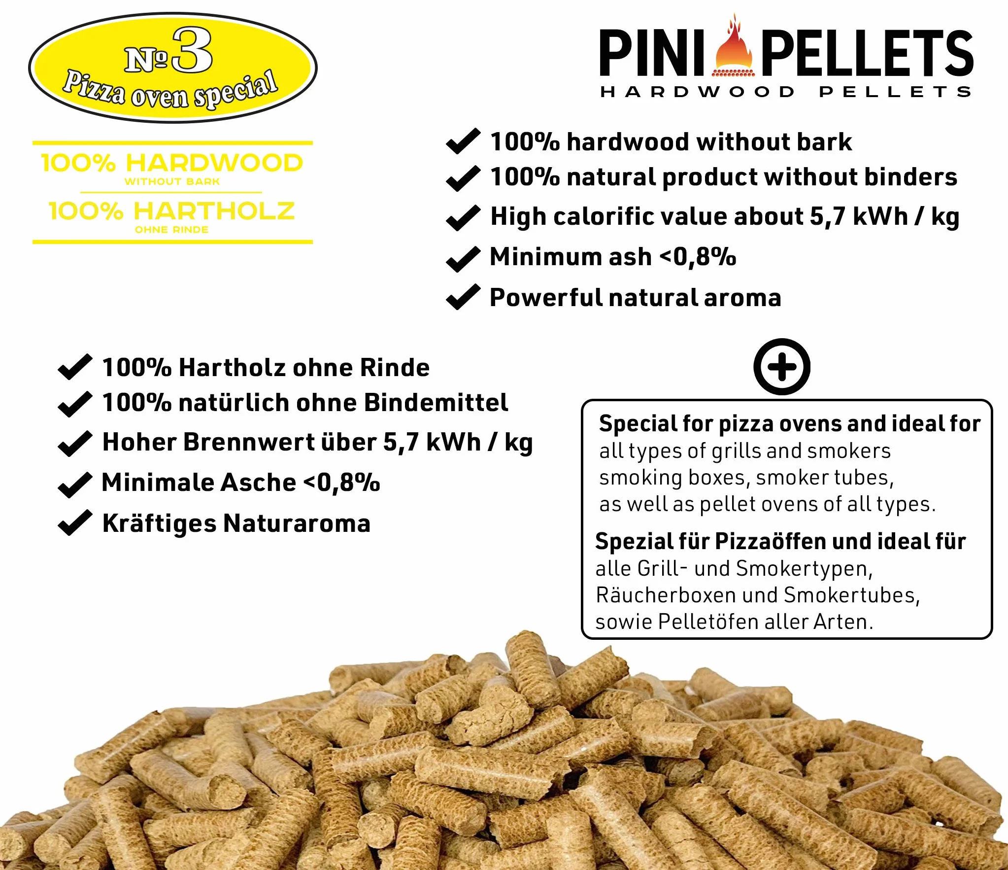 PINI Pellet z twardego drewna 10 kg do pieca do pizzy