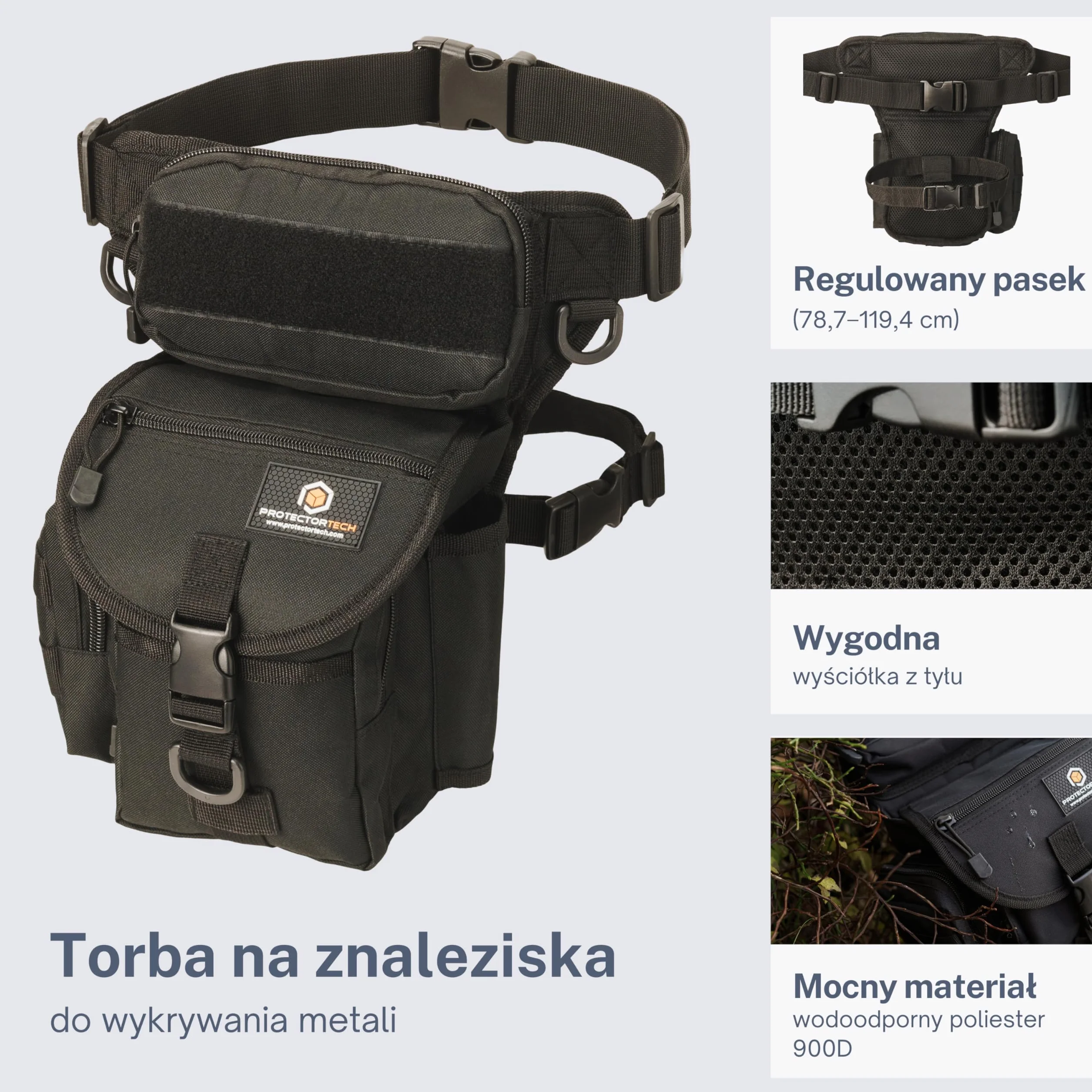 Torba Udowa na Znaleziska - Torba Taktyczna z Kaburą na Pinpointera - Akcesoria do Wykrywaczy Metali