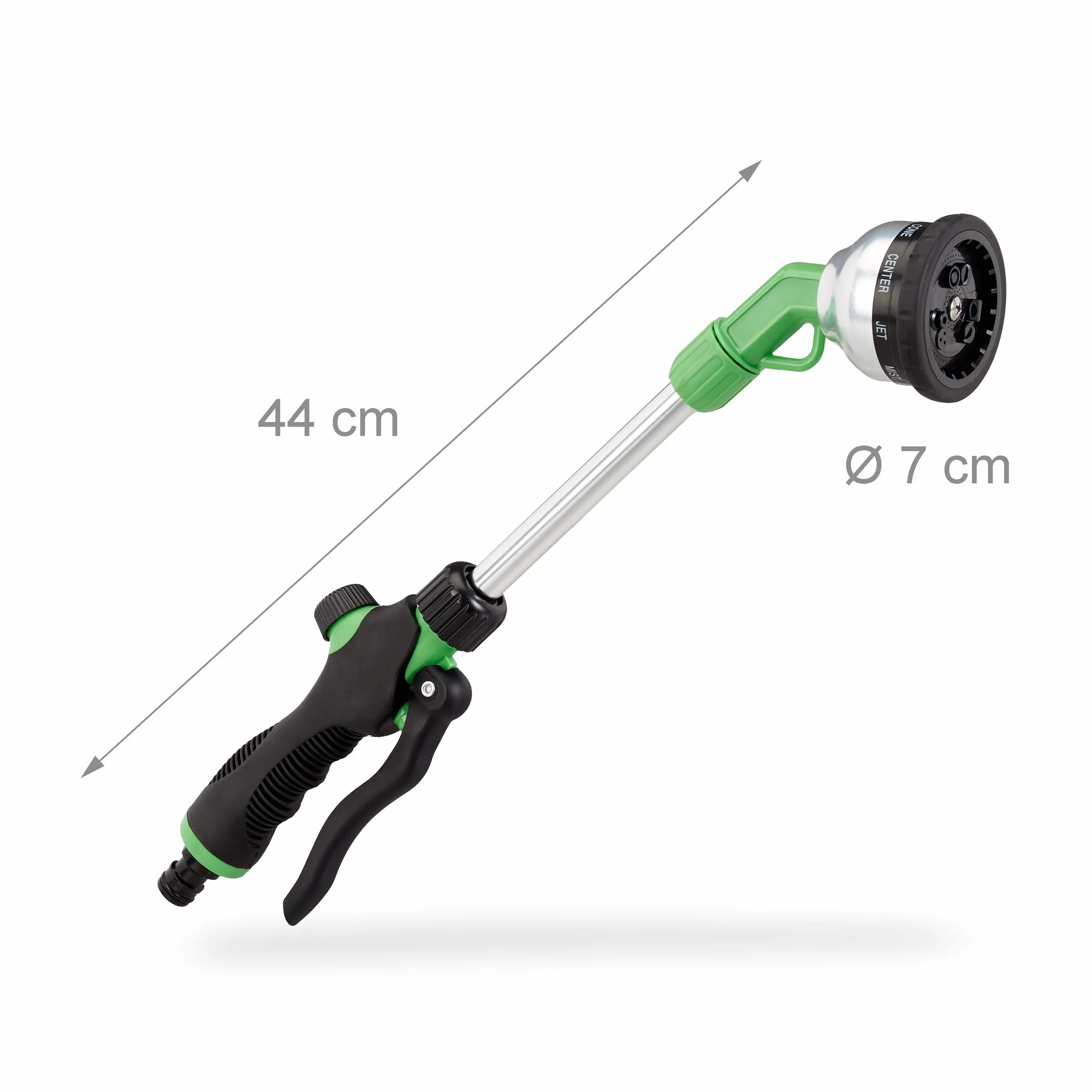 Relaxdays Różdżka do podlewania Premium zraszacz ogrodowy 1/2 cala 9 funkcji zraszania 44 cm zielono-czarny