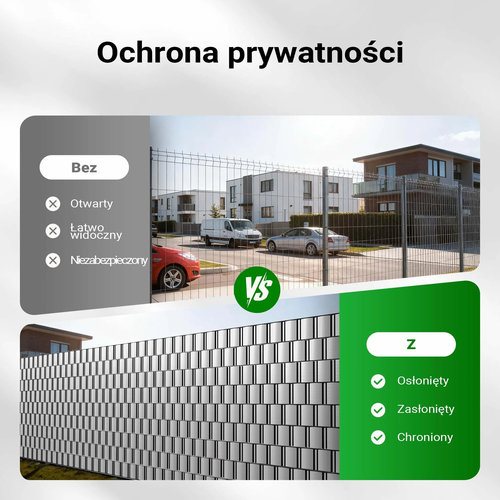 Taśma ogrodowa PCV 35mx19cm 450g/m² szara z klipsami osłona na ogrodzenie