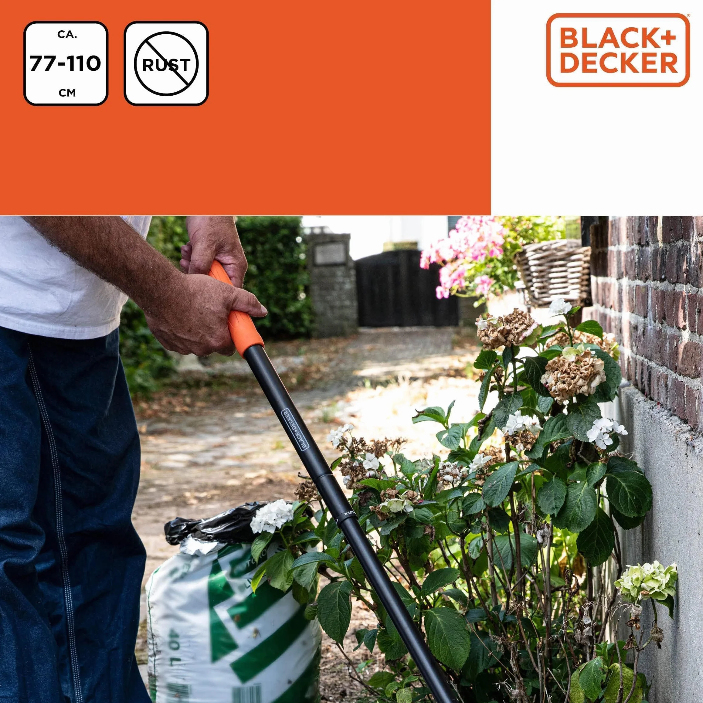 BLACK+DECKER Laubrechen BXGTTO7050 77-110 cm regulowany odporne na rdzę czarno-pomarańczowy