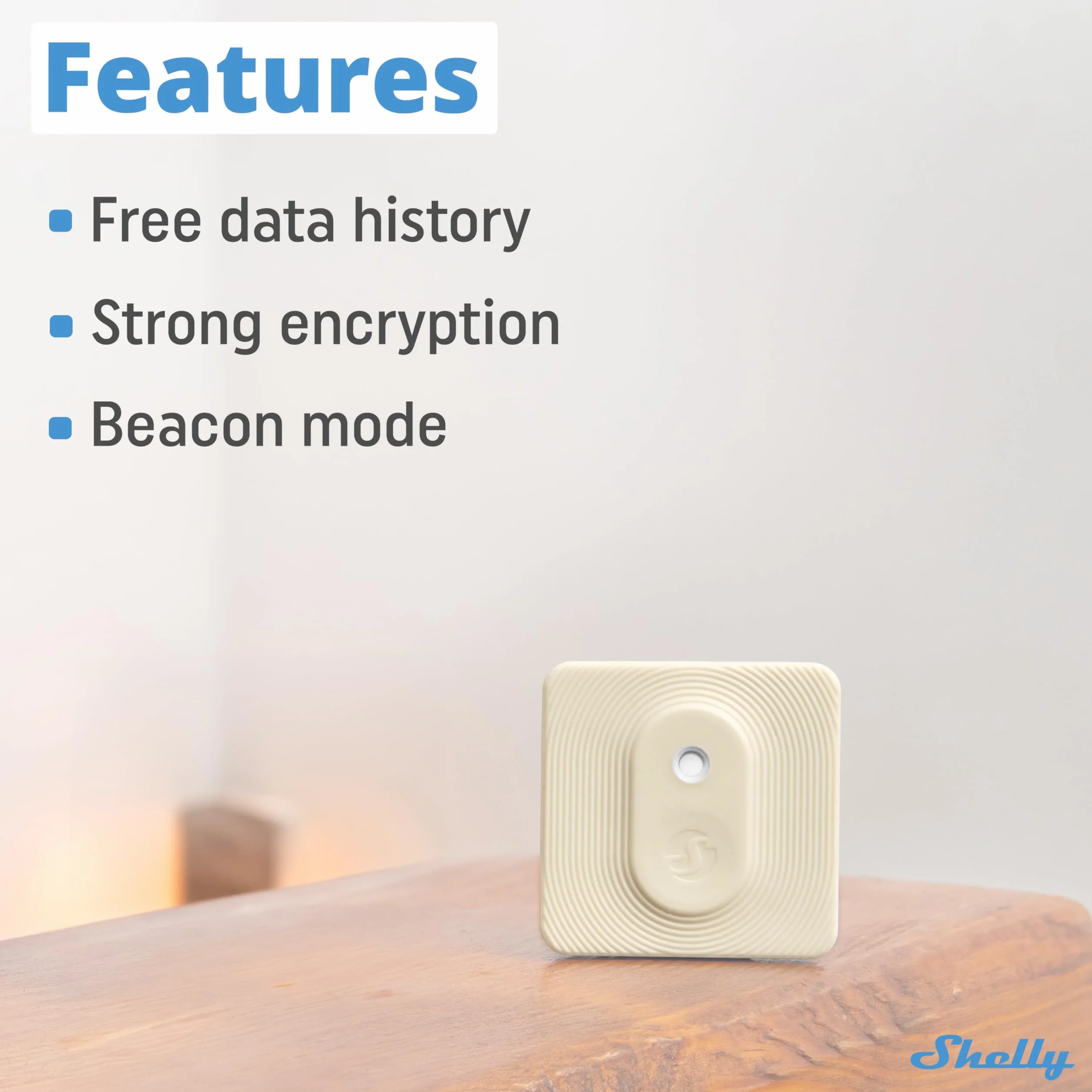 Shelly BLU H&T Kość Słoniowa - czujnik temperatury i wilgotności Bluetooth, inteligentny termometr i higrometr wewnętrzny/zewnętrzny, stopień ochrony IP54, nie wymaga HUB-a, zdalne sterowanie