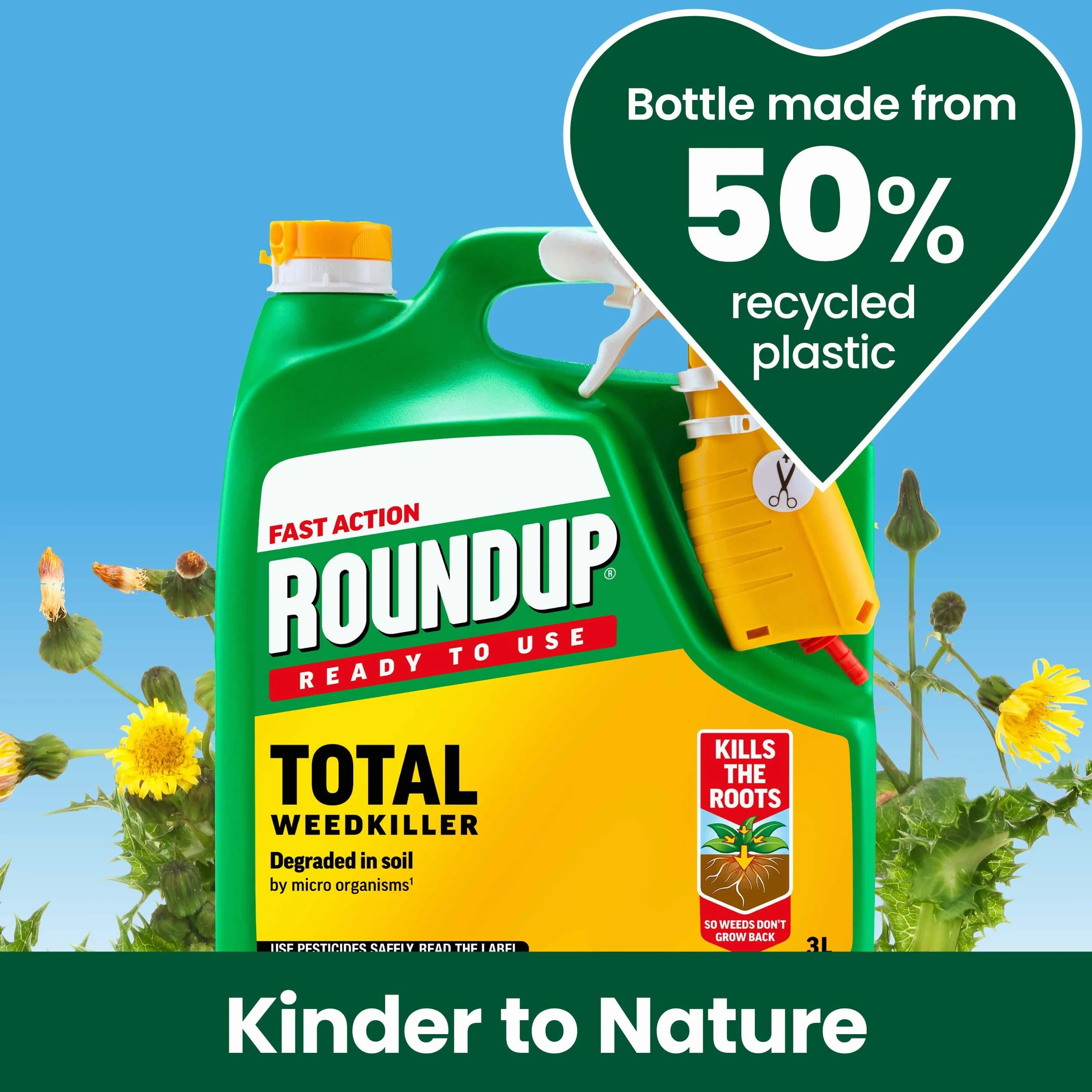 Roundup Fast Action środek do usuwania chwastów, gotowy do użycia, ręczny spray, 3 litry