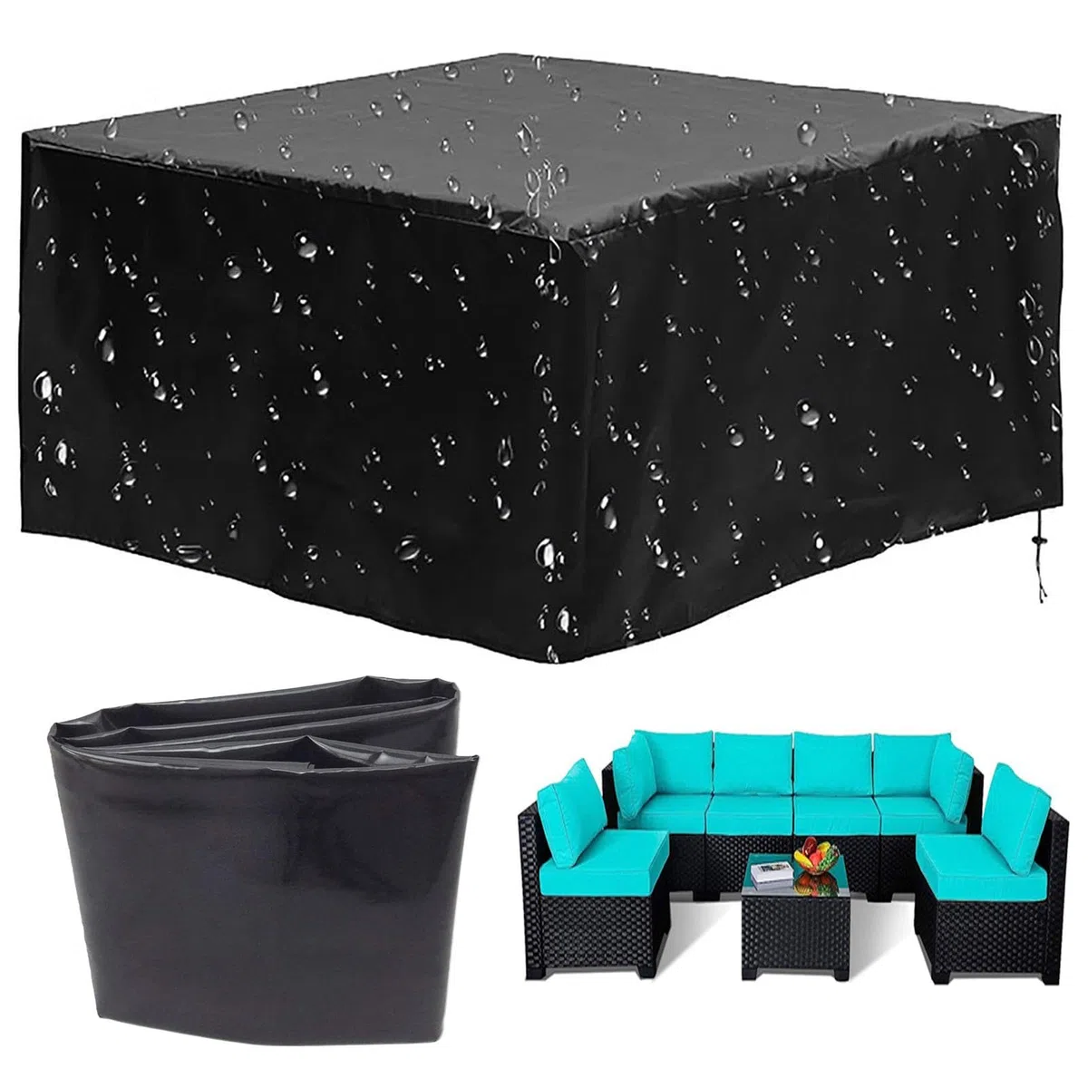 Wodoodporny pokrowiec na mebel patio 280 x 130 x 75 cm, odporne do UV i rozdarcia, prostokątne pokrowce na stół