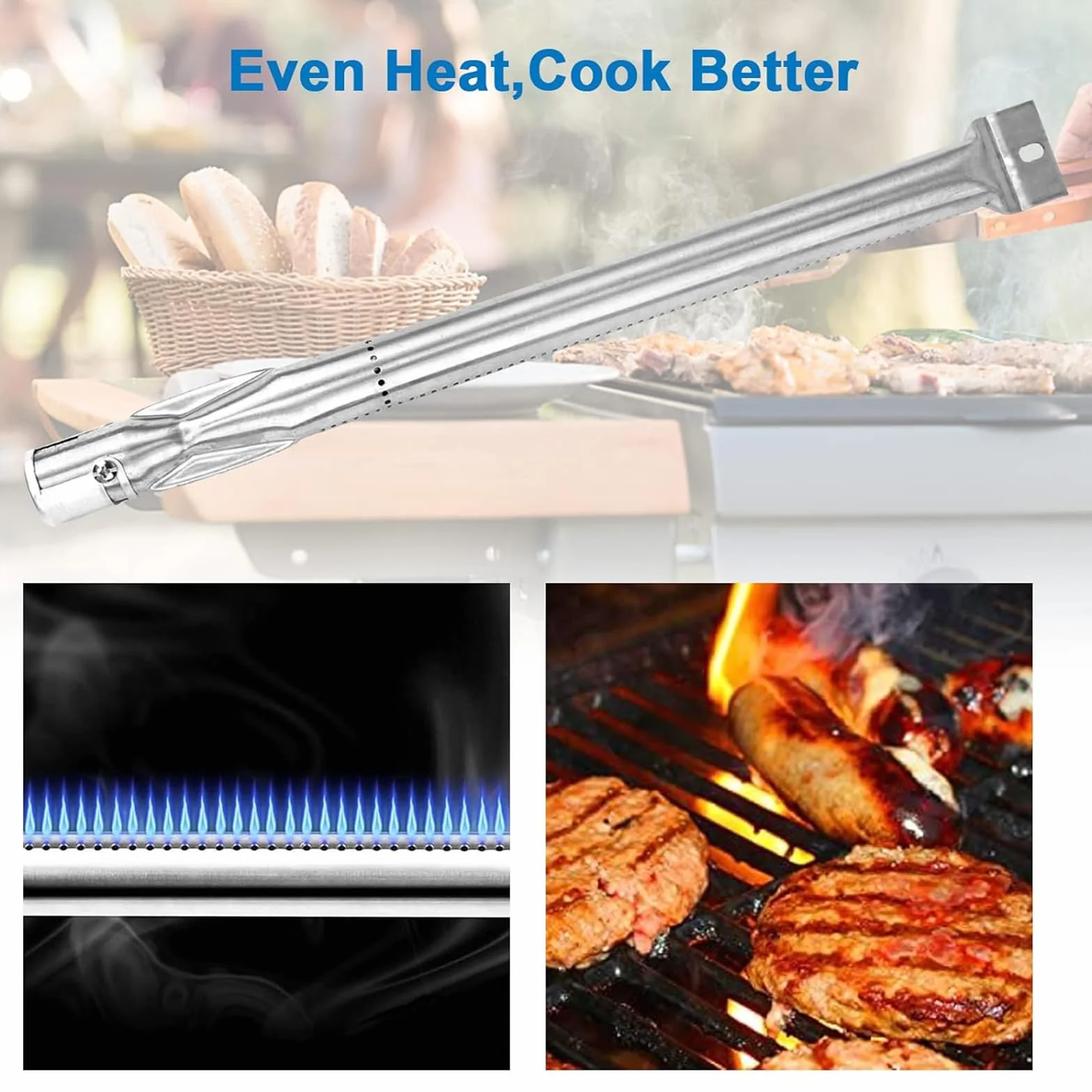 Palnik zamienny ze stali nierdzewnej 38,4 cm do grilla gazowego Barbecook Siesta 4 sztuki