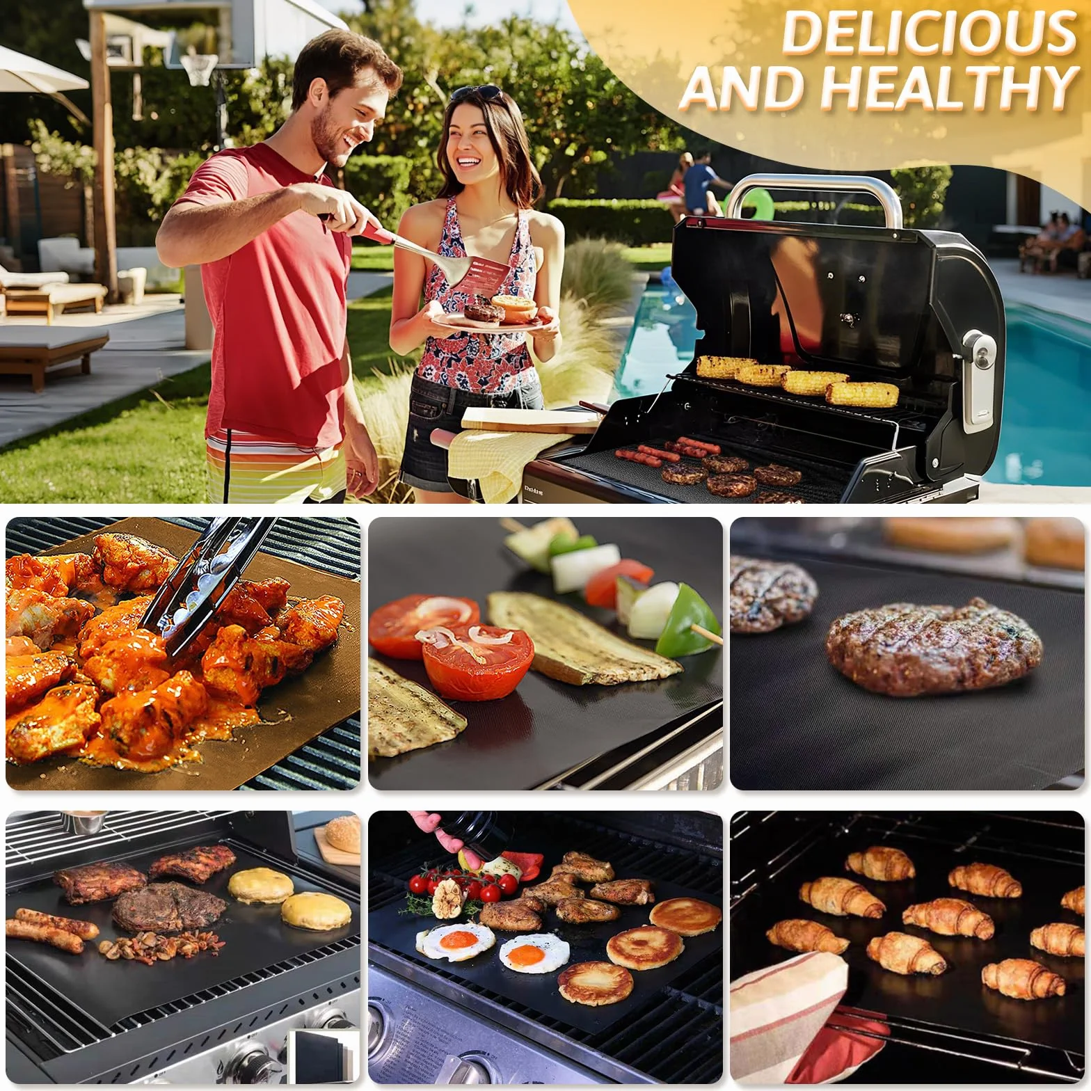Mata Grillowa BBQ Nieprzywierająca Płyta Grillowa do Grilla Gazowego Węglowego Elektronicznego Gicctyble