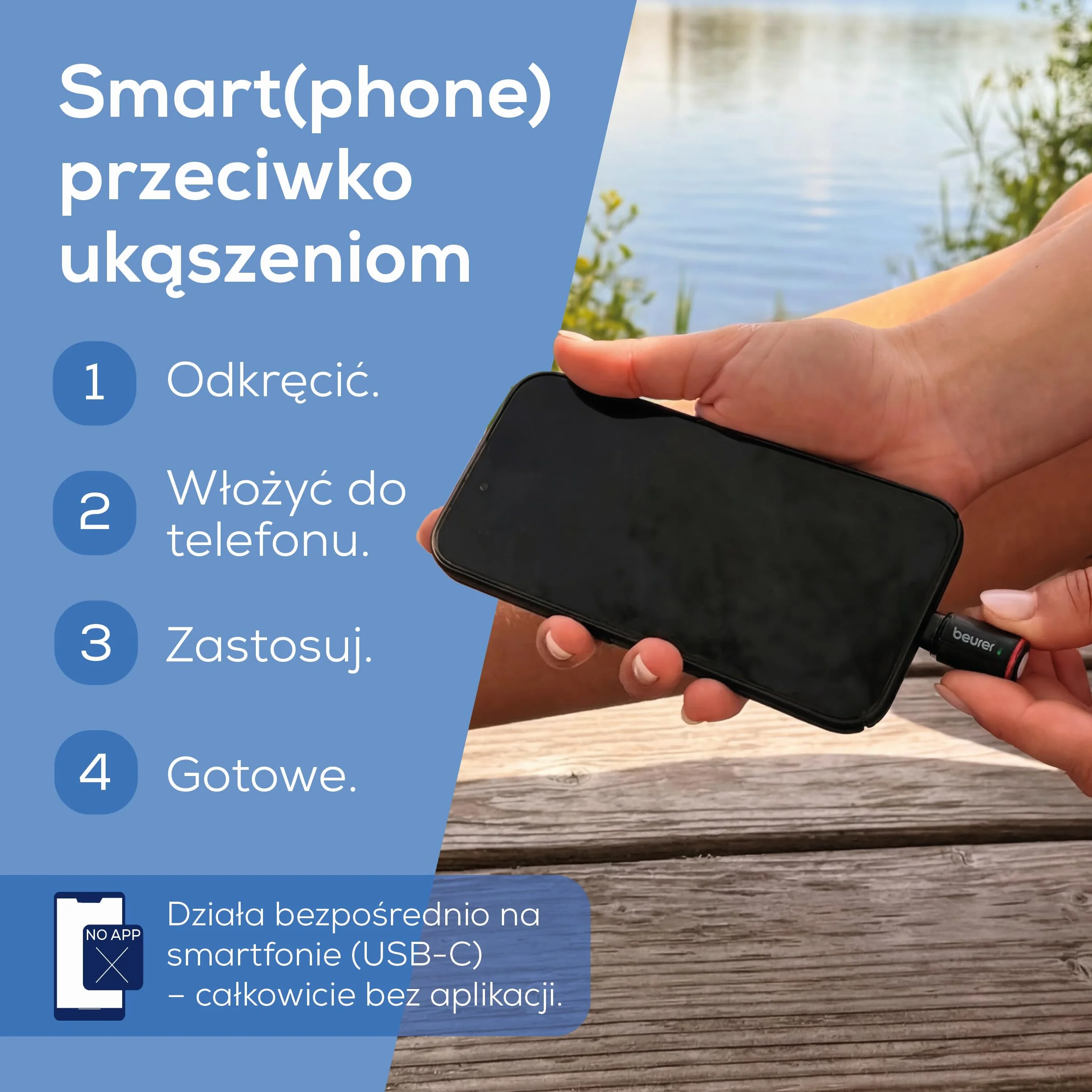 Beurer BiteX Go Deep Black środek na ukąszenia owadów do smartfona USB-C