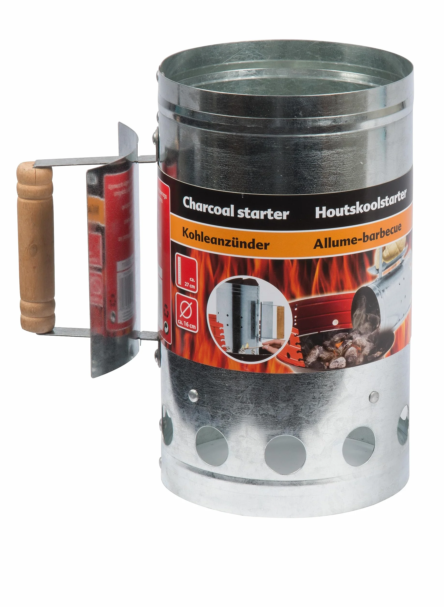 BBQ Collection grill węgiel drzewny starter 27 x 16 cm drewniany uchwyt