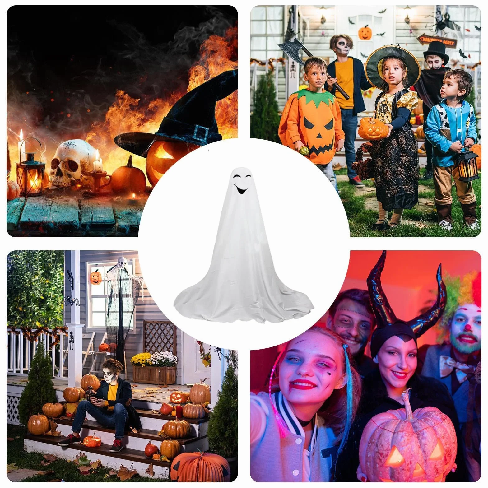 Dekoracja Halloween 165 cm Duch Ozdoba Świąteczna Zewnętrzna
