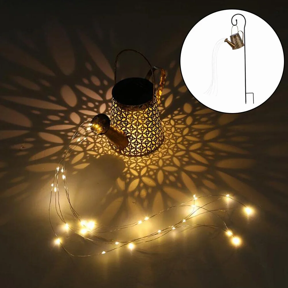Konewka palik solarna lampa ogrodowa dekoracja podwórka lampa zewnętrzna hak w stylu G, lekka miedź + hak G