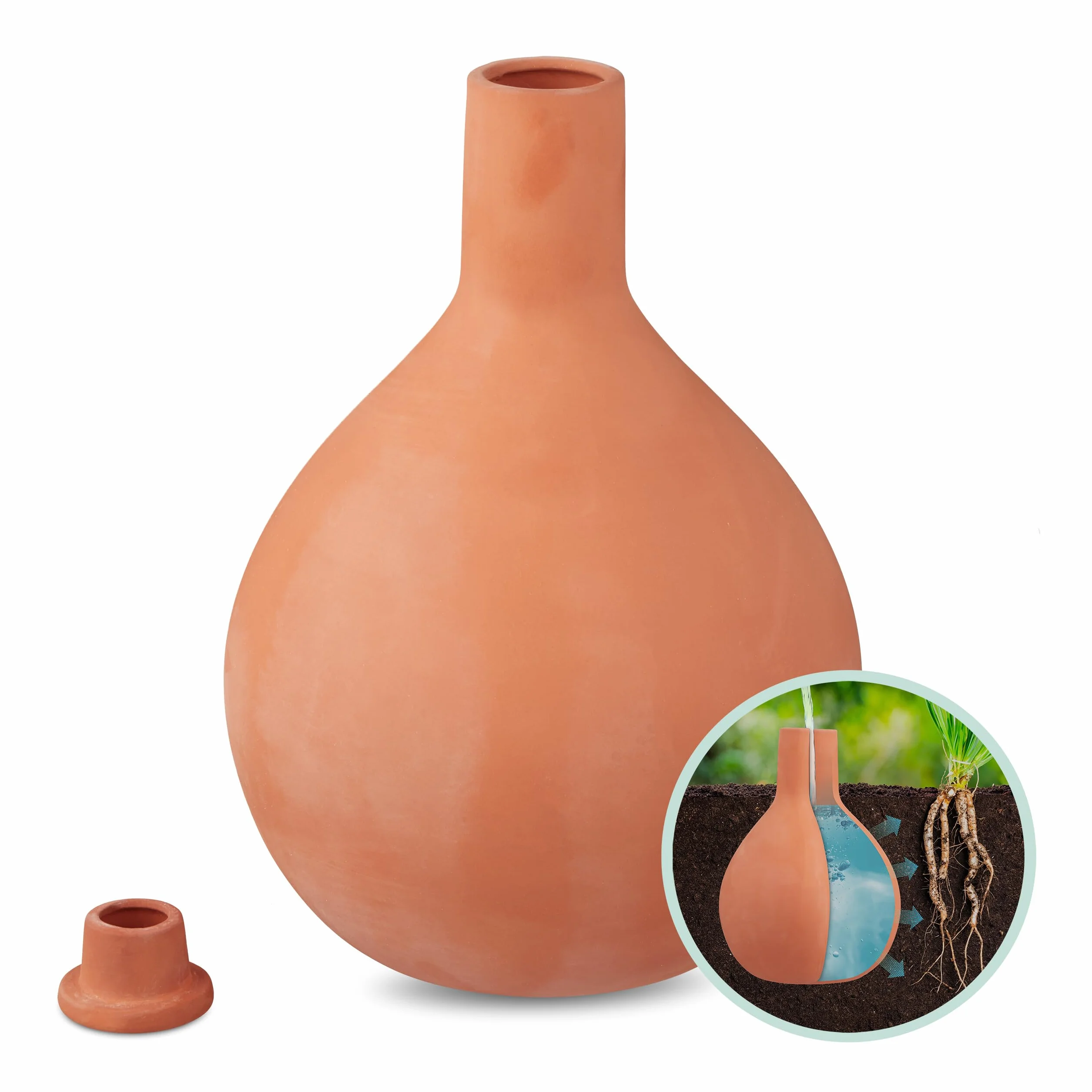 Relaxdays Olla, 3,5 l, glina, nawadnianie blisko korzeni, podwyższona grządka i szklarnia, mniejsze straty wody, gliniane naczynie, terakota