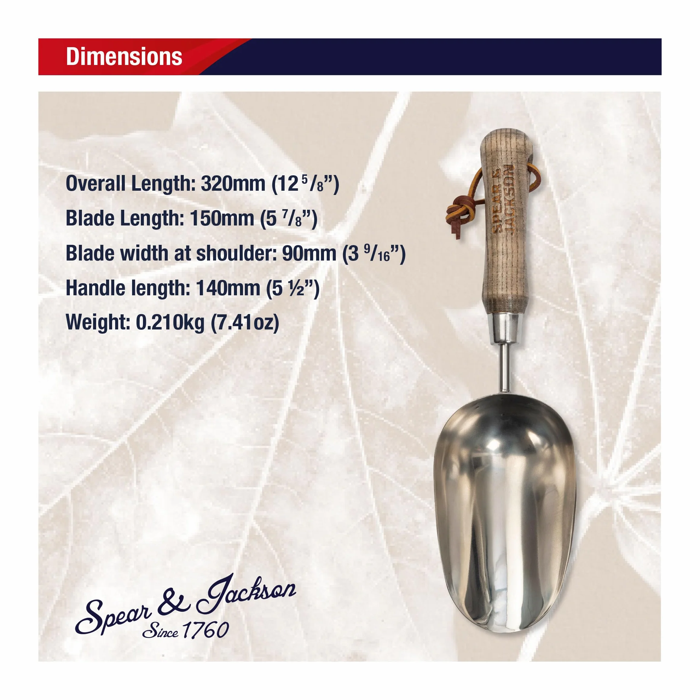 Spear & Jackson 5060SS Tradycyjna łopatka szufelka do gleby ze stali nierdzewnej