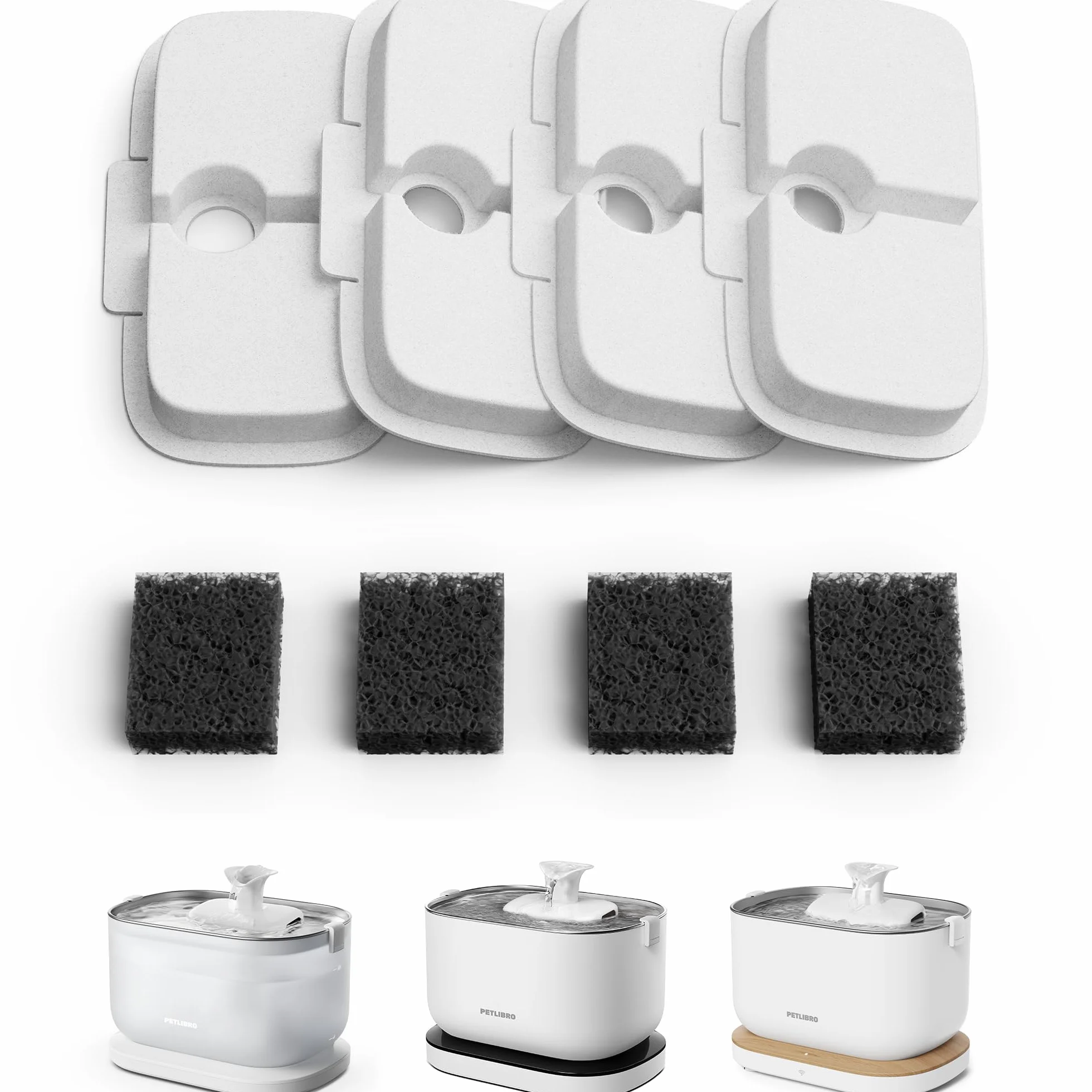 PETLIBRO 4 Packs Replacement Filters for Dockstream Cat Water Fountain PLWF105/PLWF115/PLWF005, 2 Months Set of Replacement Filters for Ultra Quiet Pet Water Fountain