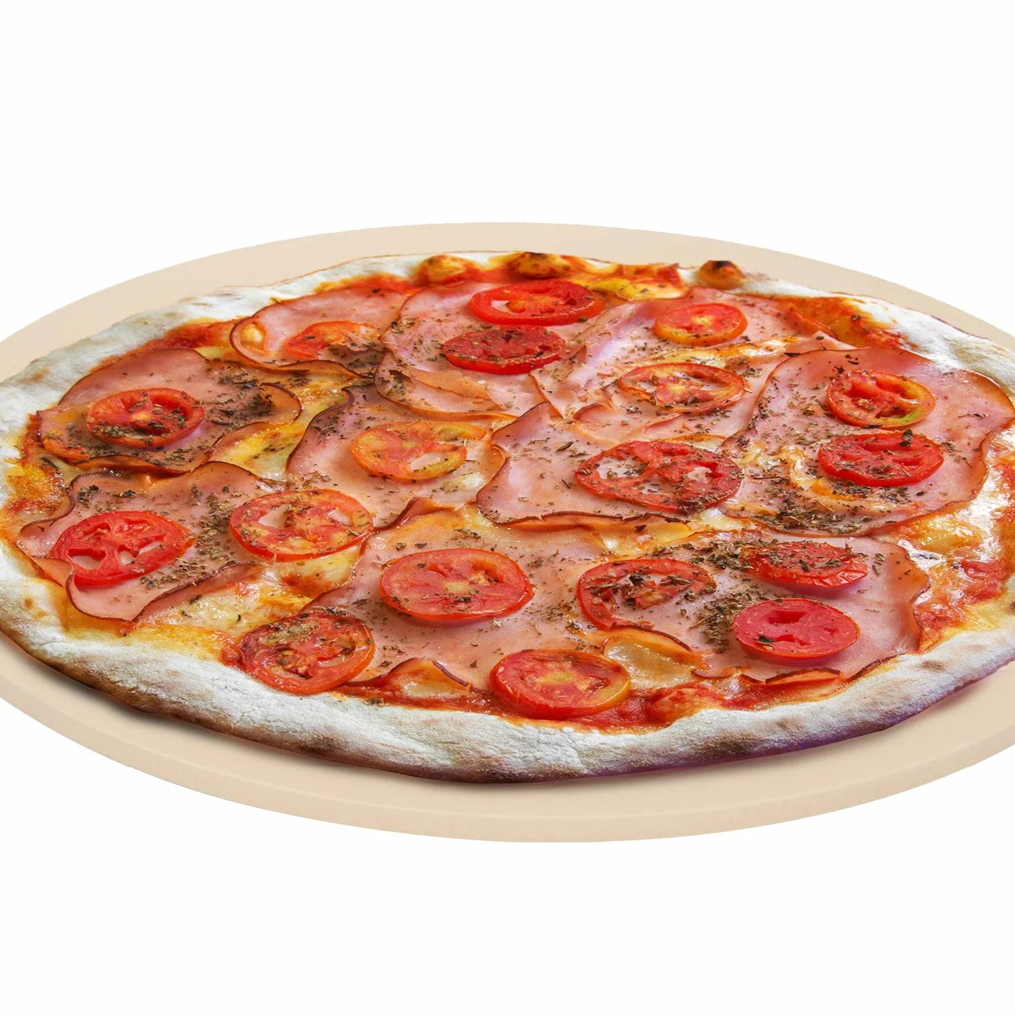 COM-FOUR® 33 cm kamienna plyta do pizzy z podnosnikiem do talerzy, pieczenie pizzy w piekarniku lub grillu, wrazenie pieca kamiennego, ogniotrwala szamot, metalowy uchwyt na talerze (Z podnosnikiem do talerzy)