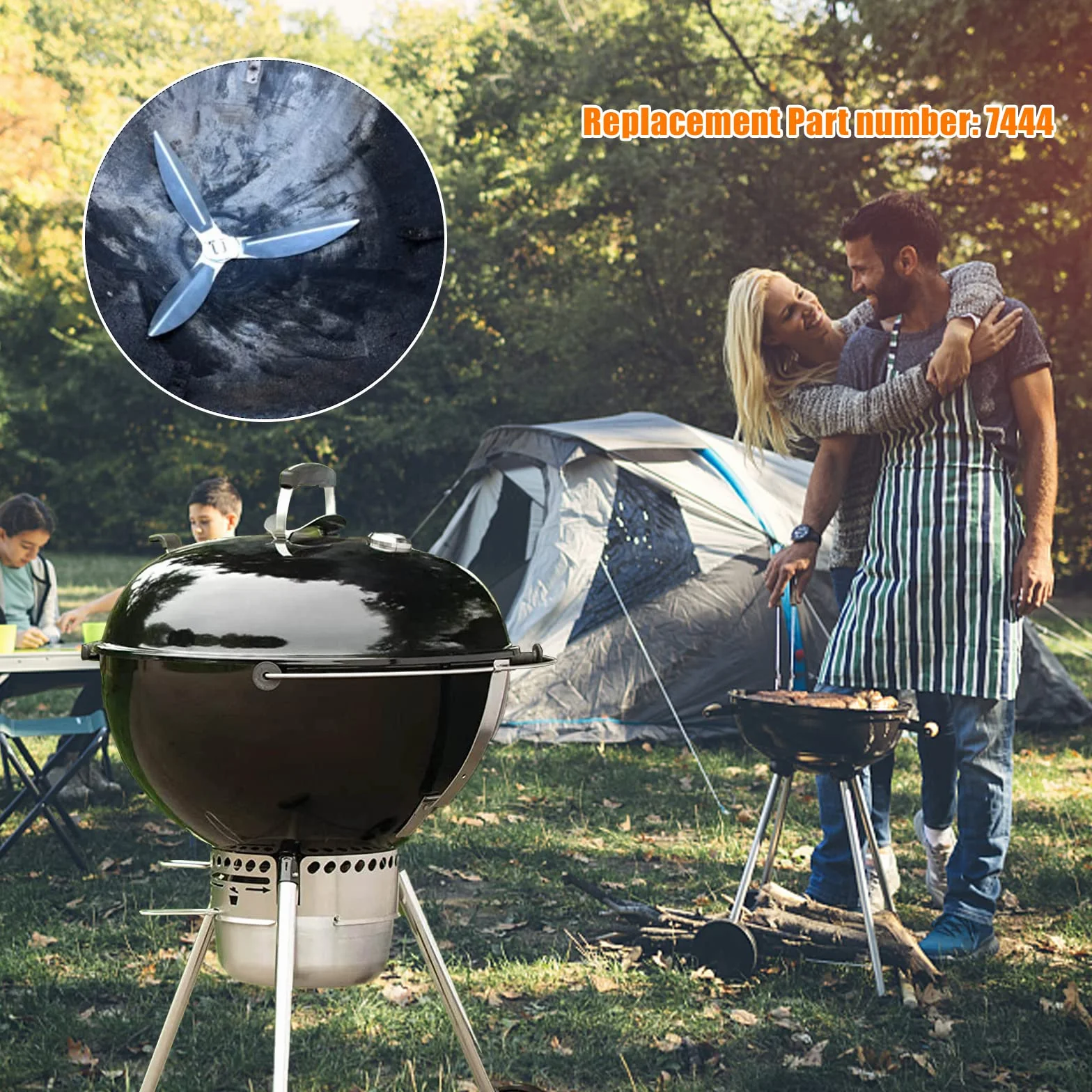 2 zestawy 22-1/2 cala One-Touch zestaw systemu czyszczenia 57 cm kompatybilny z częściami do grilla Weber, 7444 Weber czajnik części zamienne