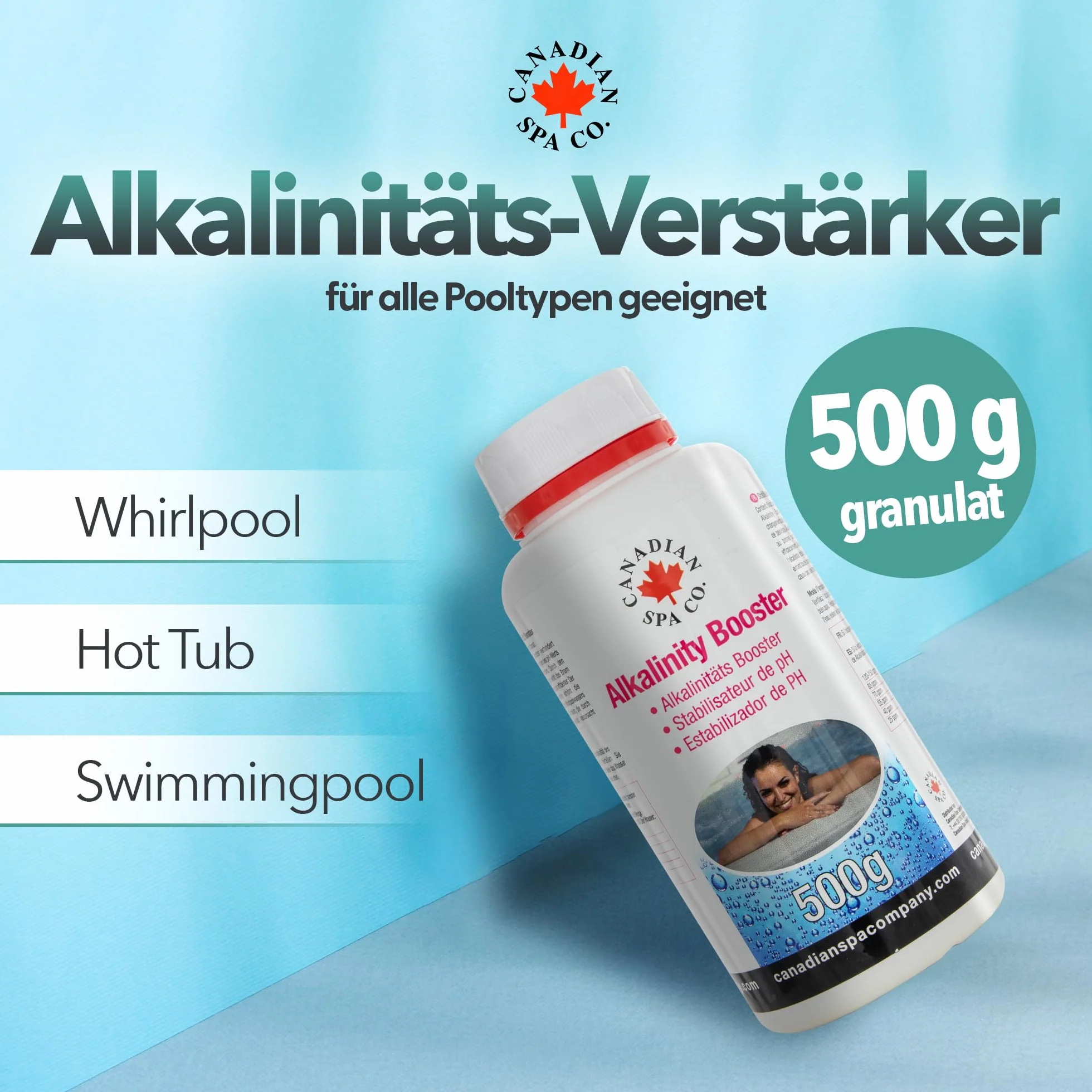 CANADIAN SPA CO. Alkalinity booster 500 g, granulki zwiększające zasadowość, stabilizator pH basenu, zwiększają zasadowość w basenie