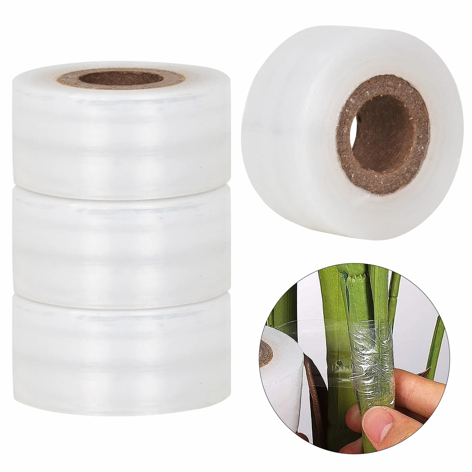 4 rolki 100 mx3 cm taśma do szczepienia, przezroczysta elastyczna samoprzylepna taśma do uprawy roślin przeszczep, żłobki owocowe szczepienie filmy, biodegradowalne przedłużane szczepienie taśma