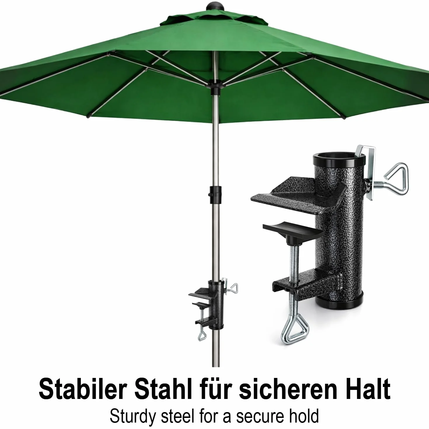 com-four® Uchwyt do parasola ze stali antracyt Ø 25-38mm XL mocowanie balkonowe bez wiercenia