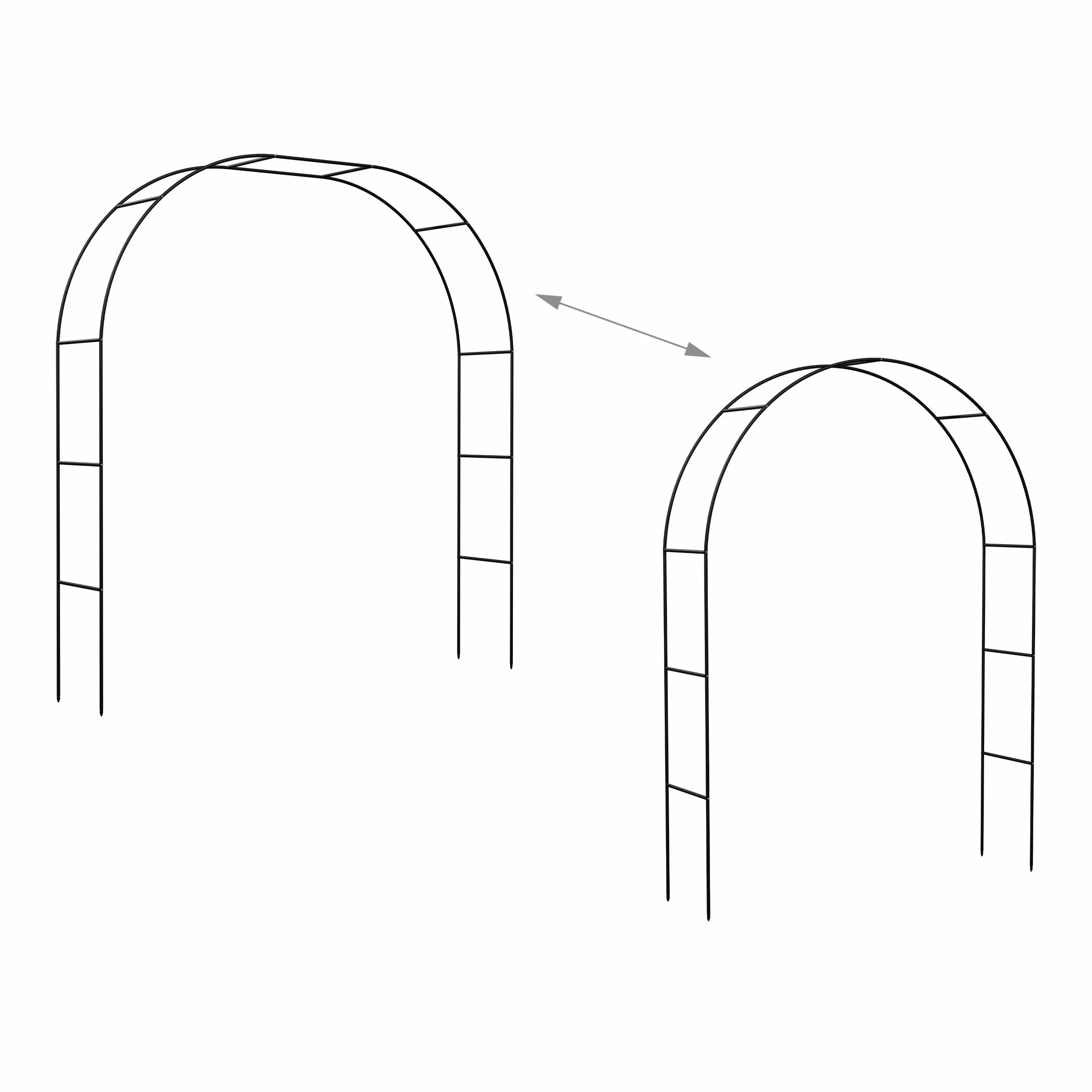 Relaxdays Łuk różany metalowy ogrodowy 250 cm 235 cm 180 cm podpora dla roślin pnących czarny