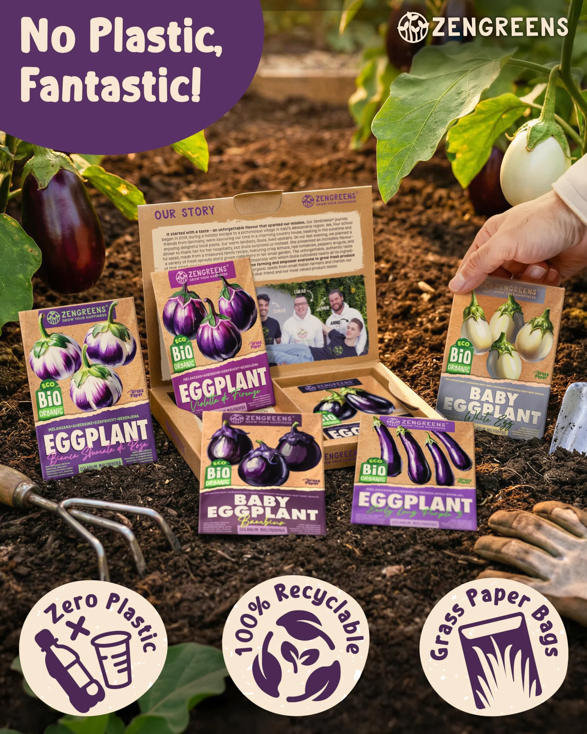 Organiczny Bakłażan Zestaw Nasion 6szt ZenGreens