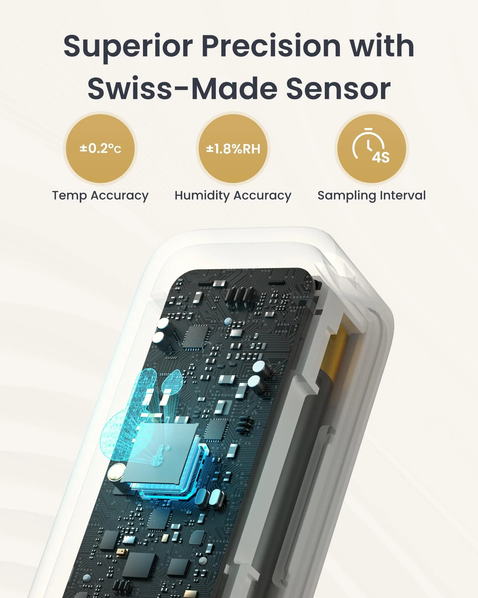 SwitchBot IP65 termometr z higrometrem do użytku wewnątrz i na zewnątrz, Bluetooth z czujnikiem temperatury rosy / VPD/absolutny czujnik wilgotności, termometr zewnętrzny, przechowywanie danych do