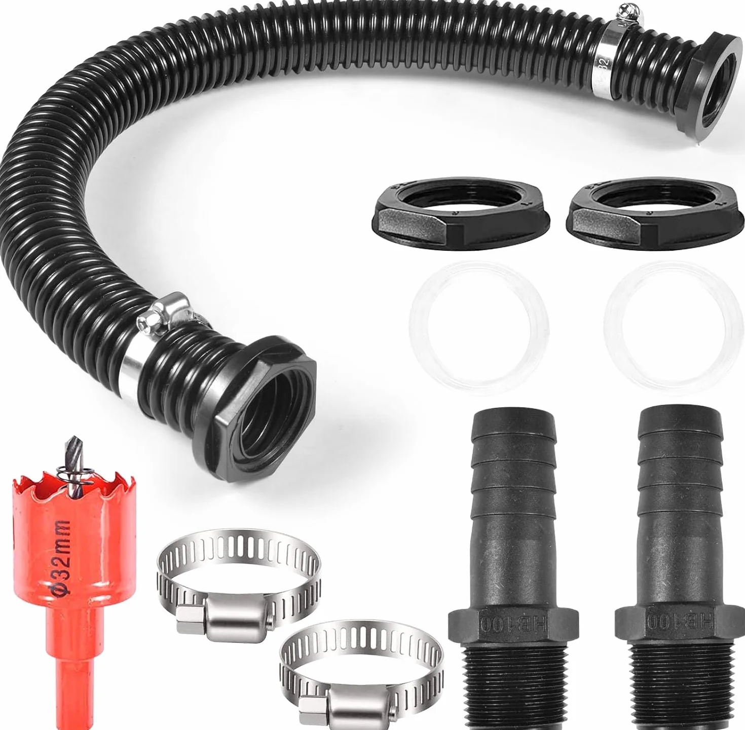 Zestaw złączy do beczki deszczowej 25 mm wąż przyłączeniowy 1 m dysze węża 25 mm adapter