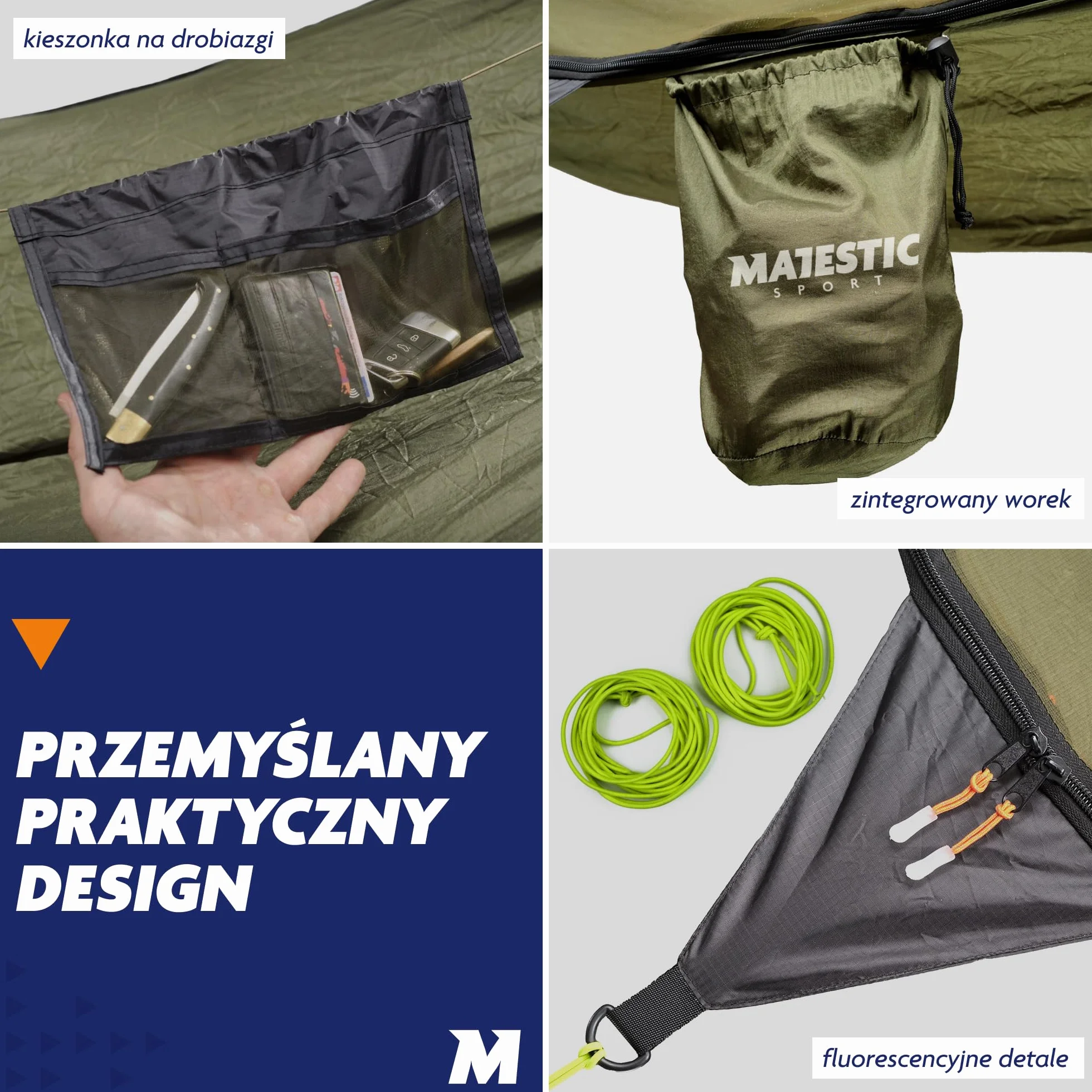 Hedera hamak z moskitierą, lekki, przenośny, na wycieczki w góry, w lesie, łatwy montaż, kemping, plaża, hamak turystyczny, na zewnątrz, 330 x 150 cm, 300 kg, zielony