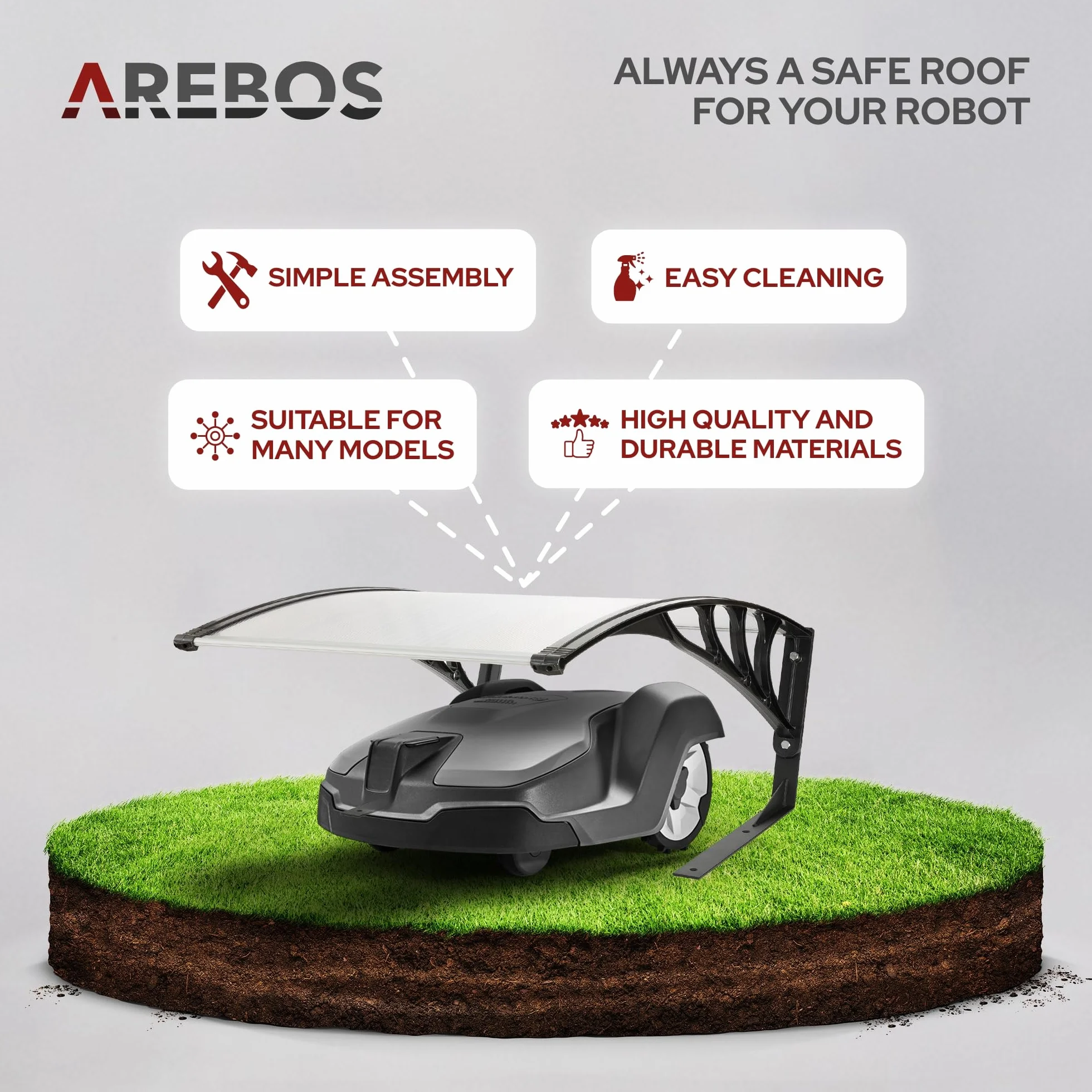 Arebos Garaż dla robota koszącego 102x79x46 cm odporny na warunki atmosferyczne UV metalowe nóżki