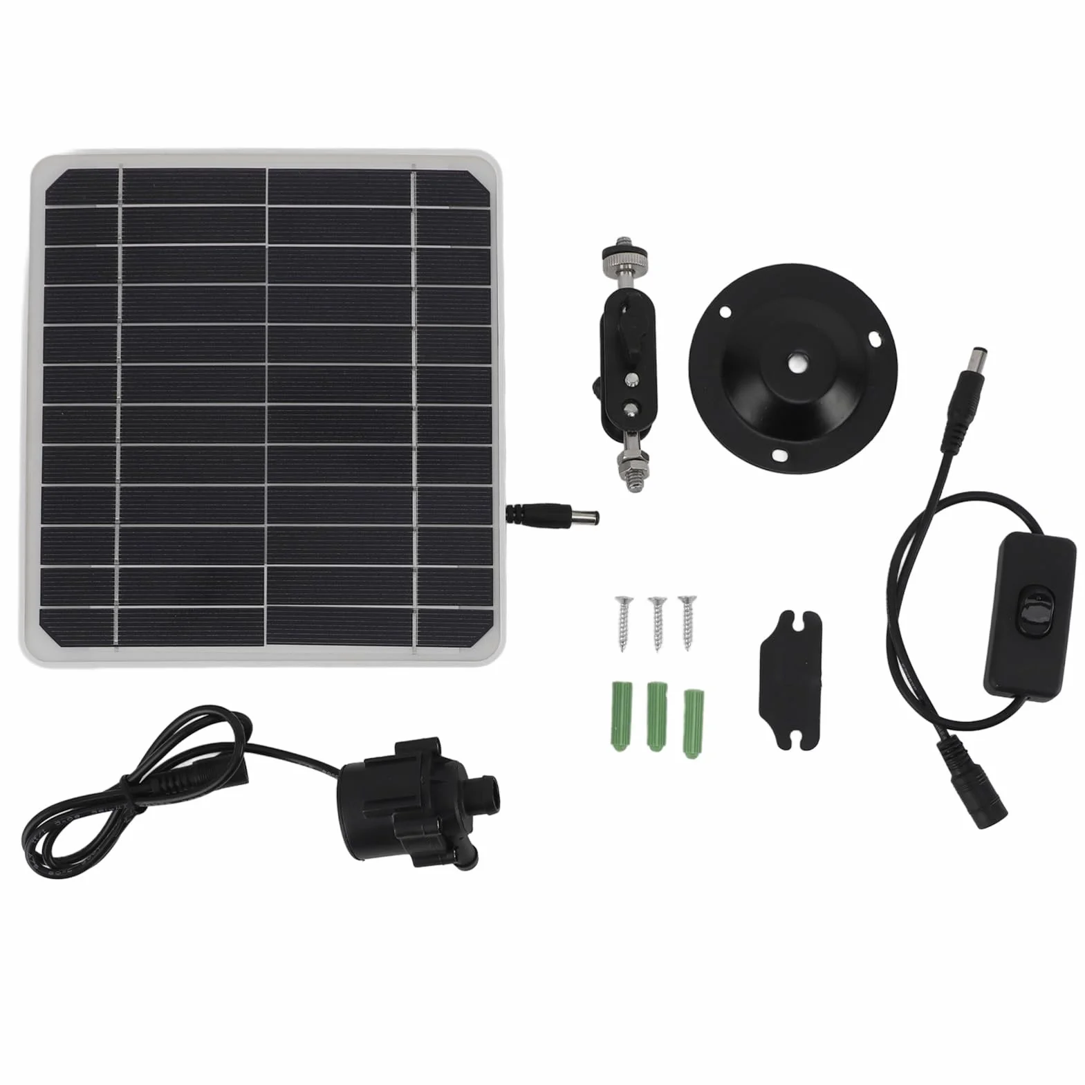 Zestaw Solarnej Pompy Wodnej, 12 V 50 W Solarna Pompa Fontannowa do Poidła dla Ptaków, Zestaw Solarnej Fontanny o Niskim Poziomie Hałasu do Stawów, Akwarium, Praca 24-godzinna