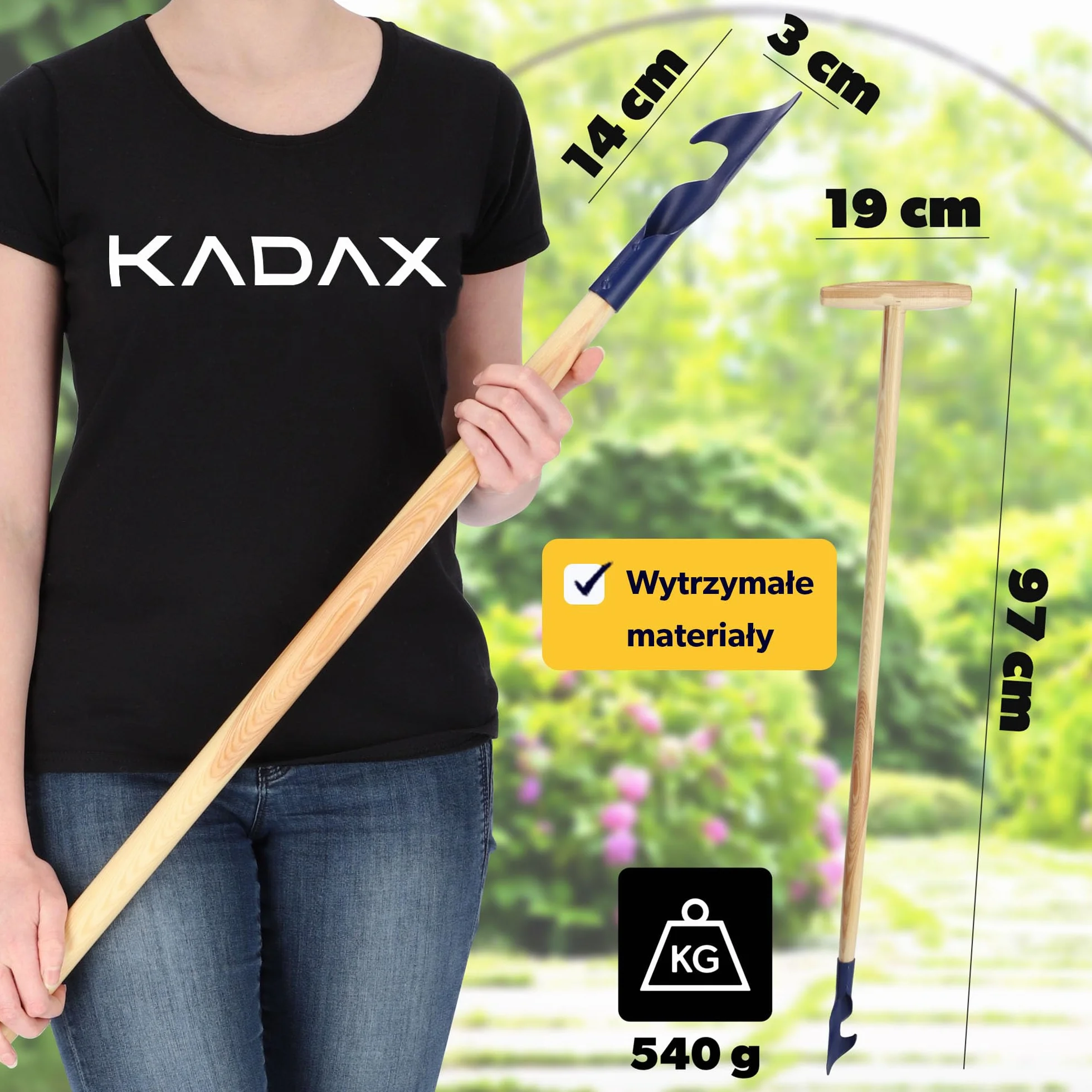 KADAX Metalowy wyrywacz do chwastów z głowicą spiralną, ręczny, 116 cm, niebieski